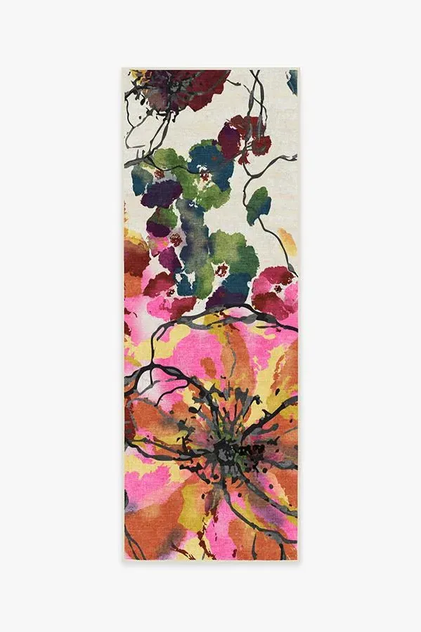 Watercolour Floral Area Rug - Multicolour