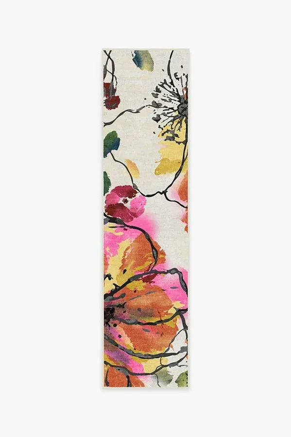 Watercolour Floral Area Rug - Multicolour