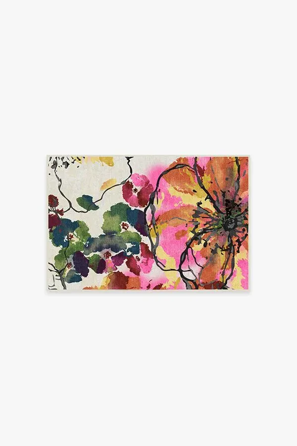 Watercolour Floral Area Rug - Multicolour image