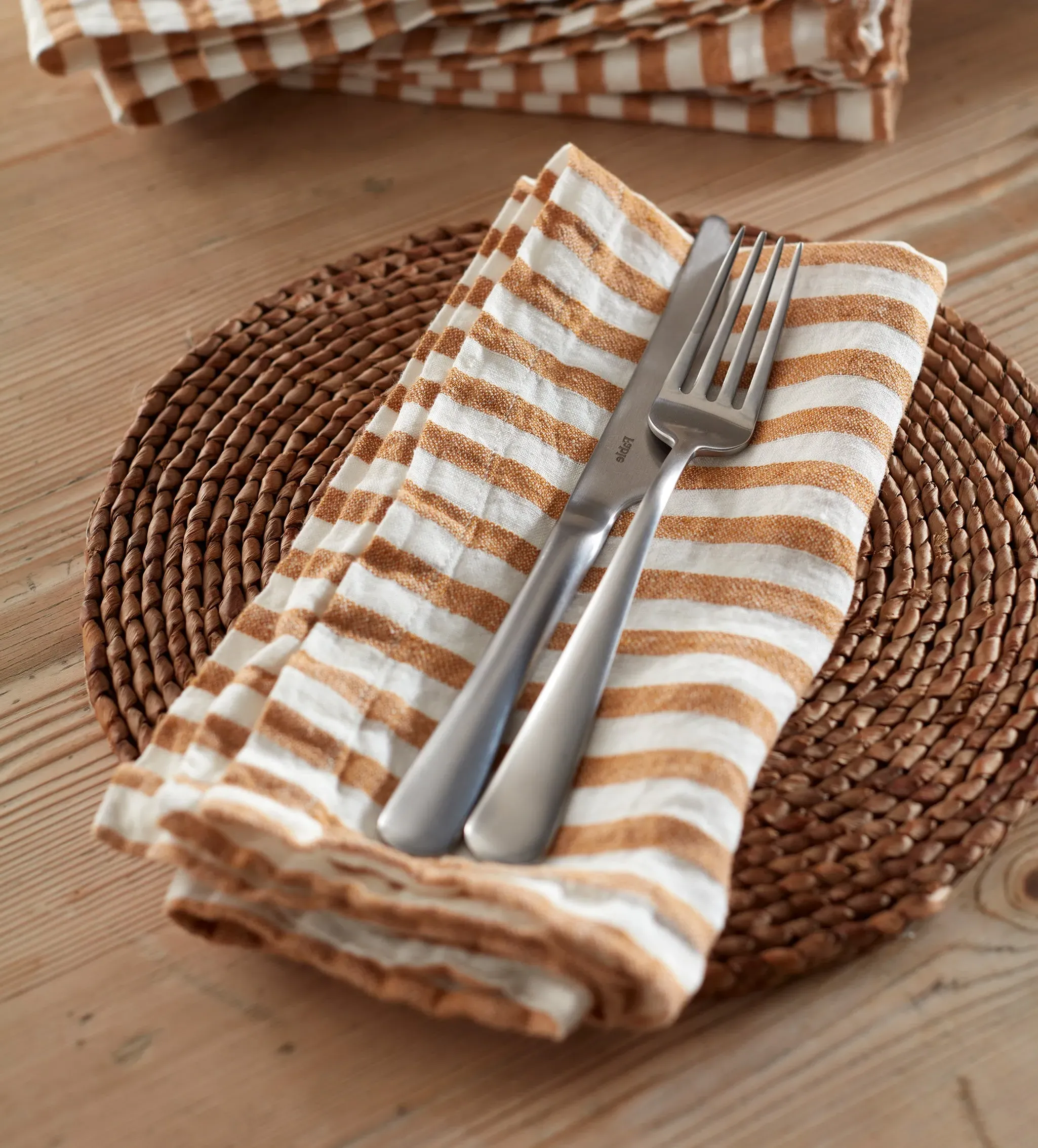 Amber Cora Mid Stripe Linen Napkins Set of 4 - Amber product