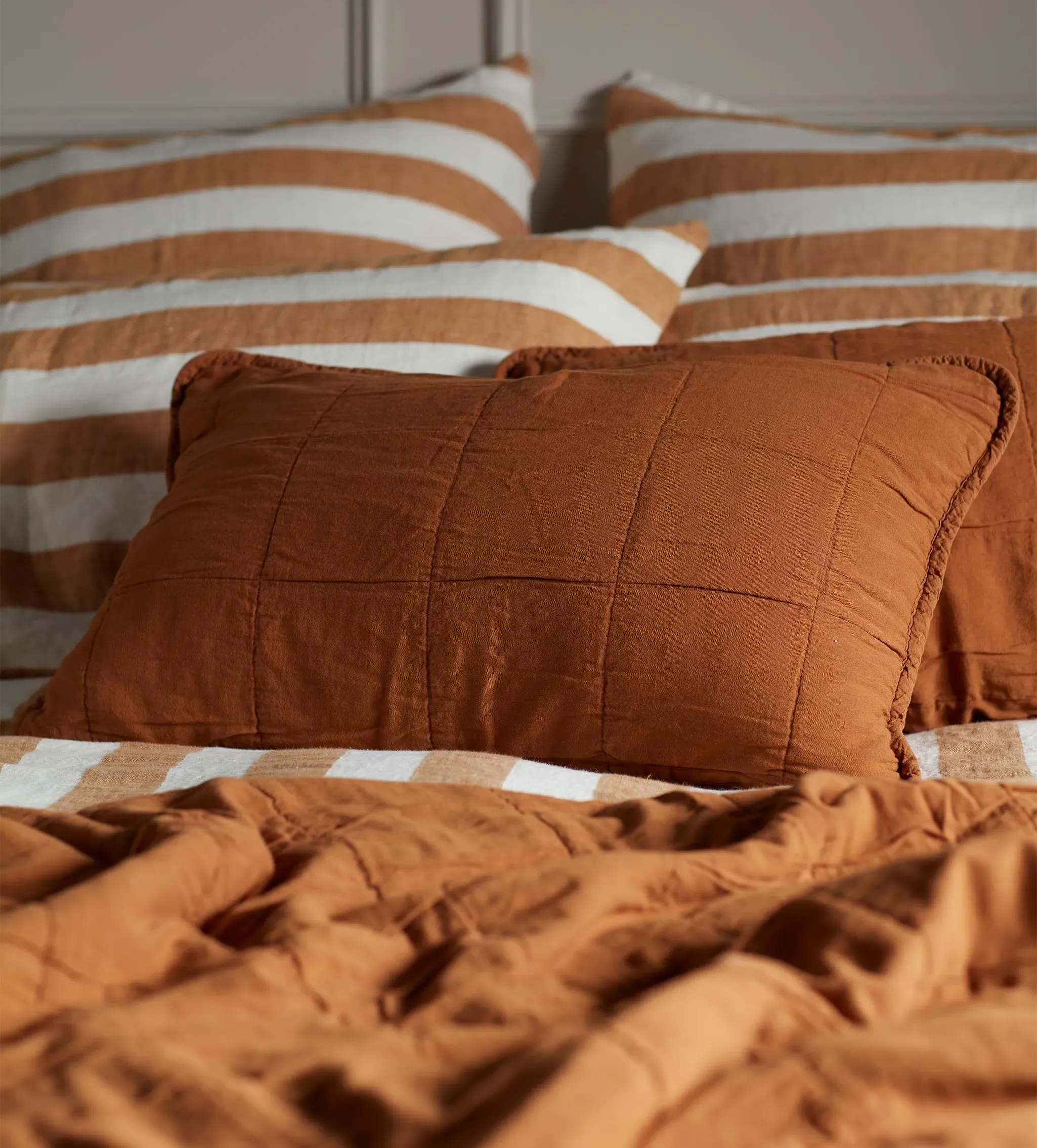 Amber Finn Quilted Cushion Cover - Amber, Cotton product