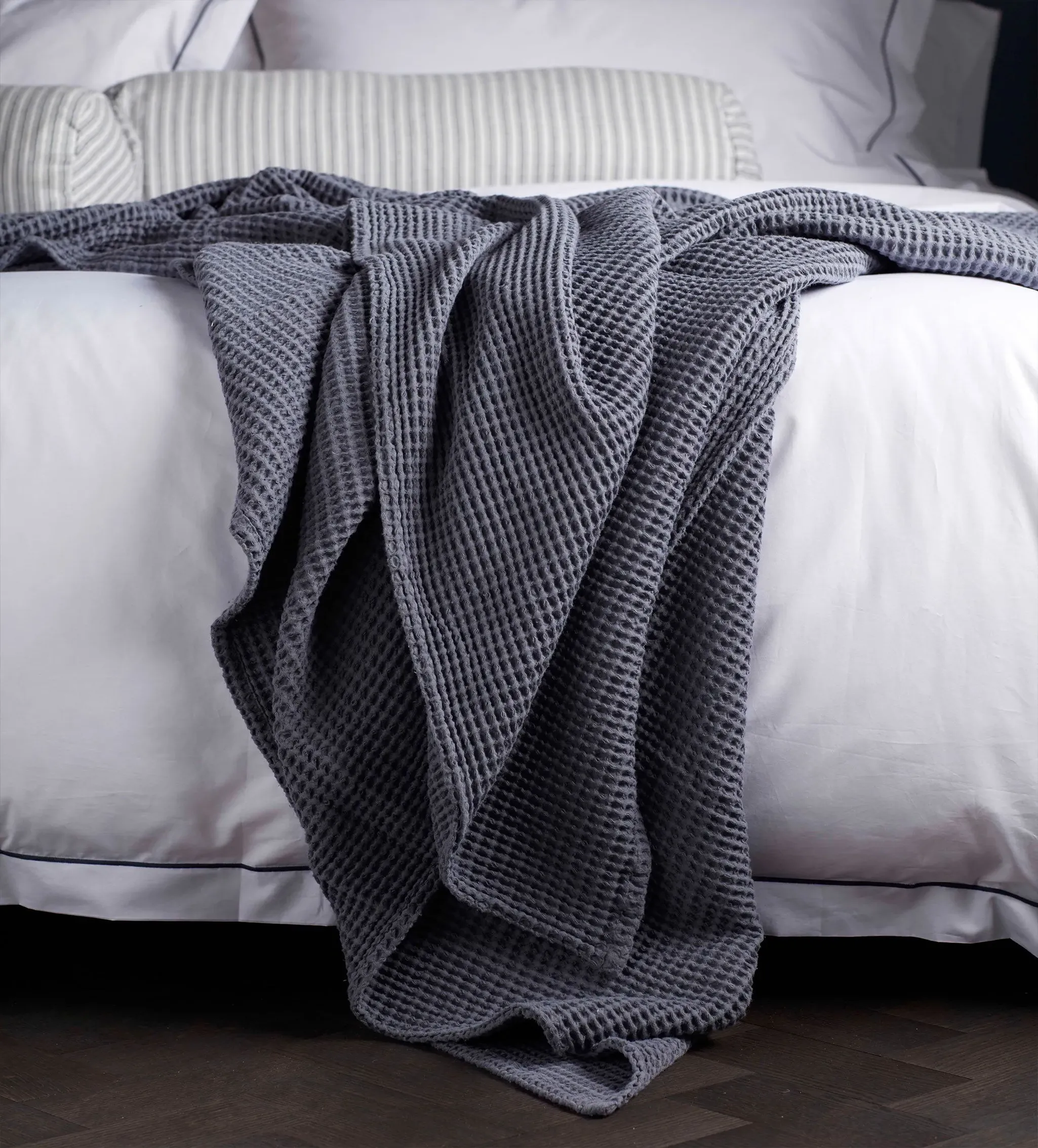Big Waffle Throw - French Blue, Cotton product