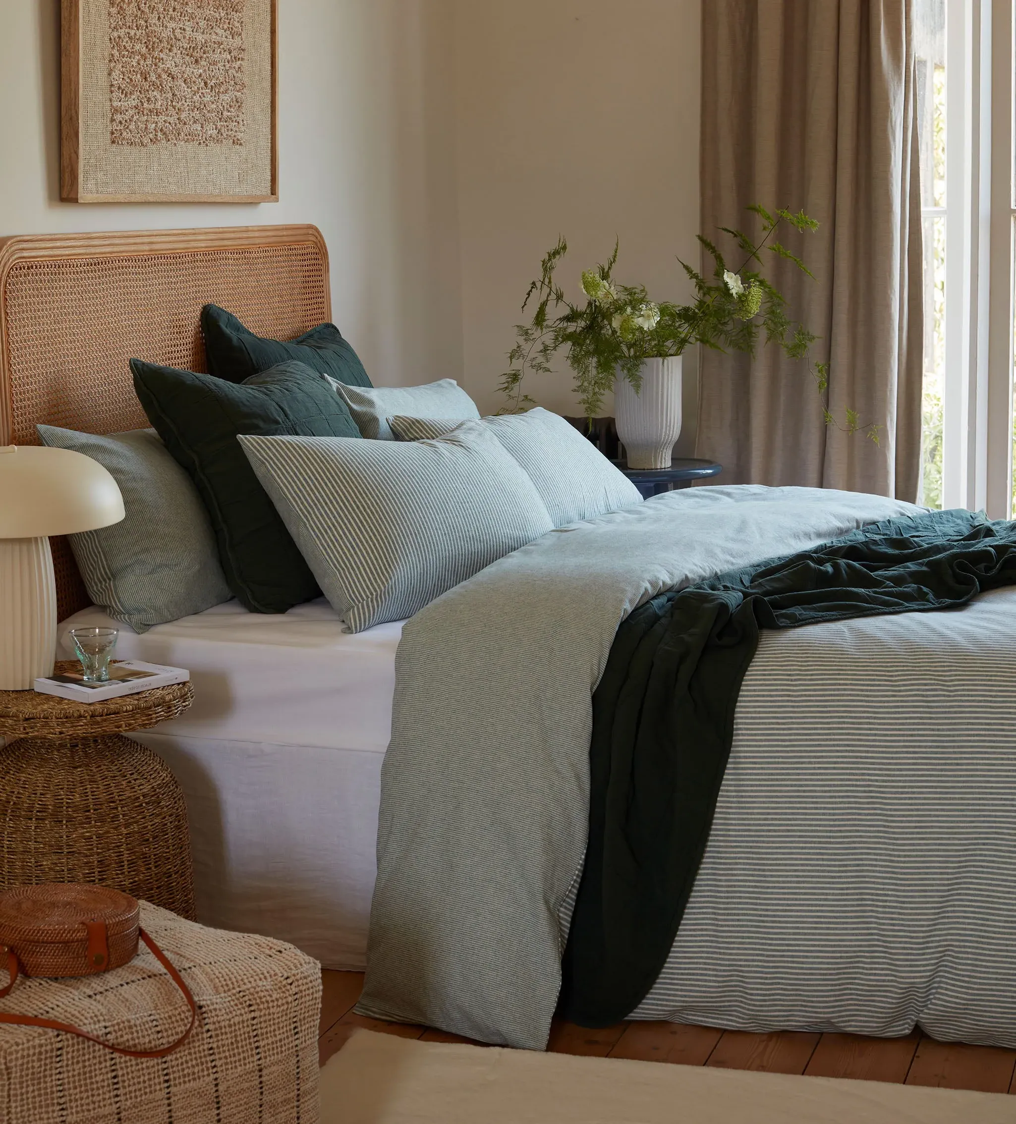 Billy Stripe Reversible Duvet Cover - Teal, Organic Cotton product