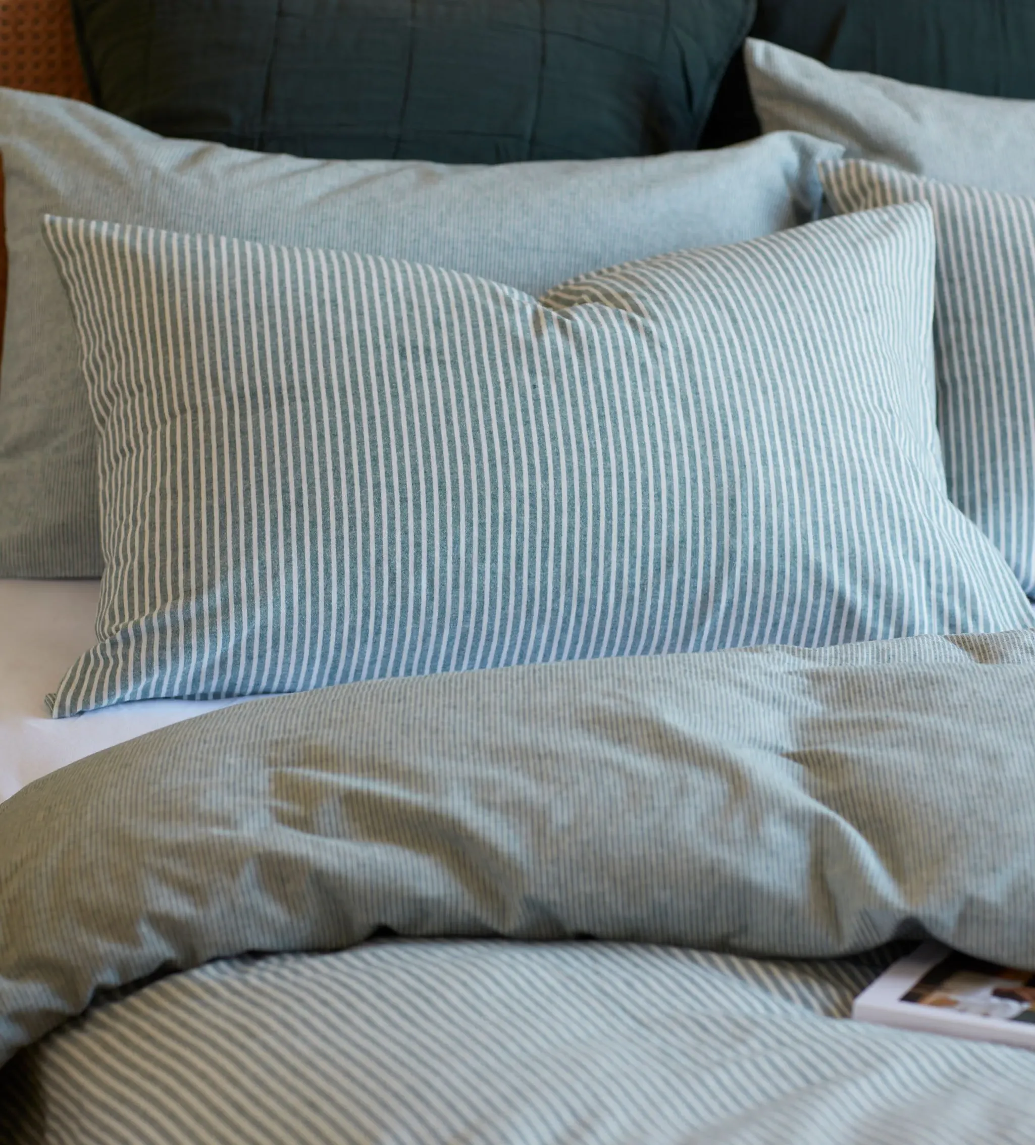 Billy Stripe Reversible Pillowcase - Teal, Organic Cotton product
