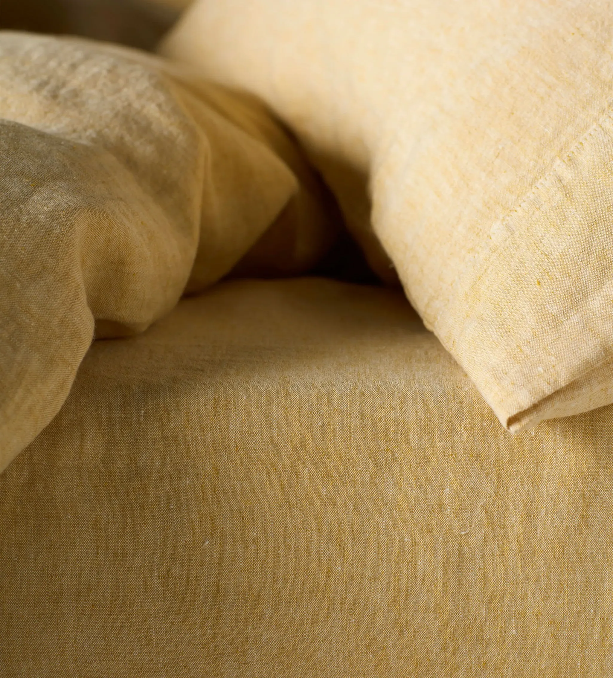 Buttercup Double Fitted Sheet - Yellow, Linen product