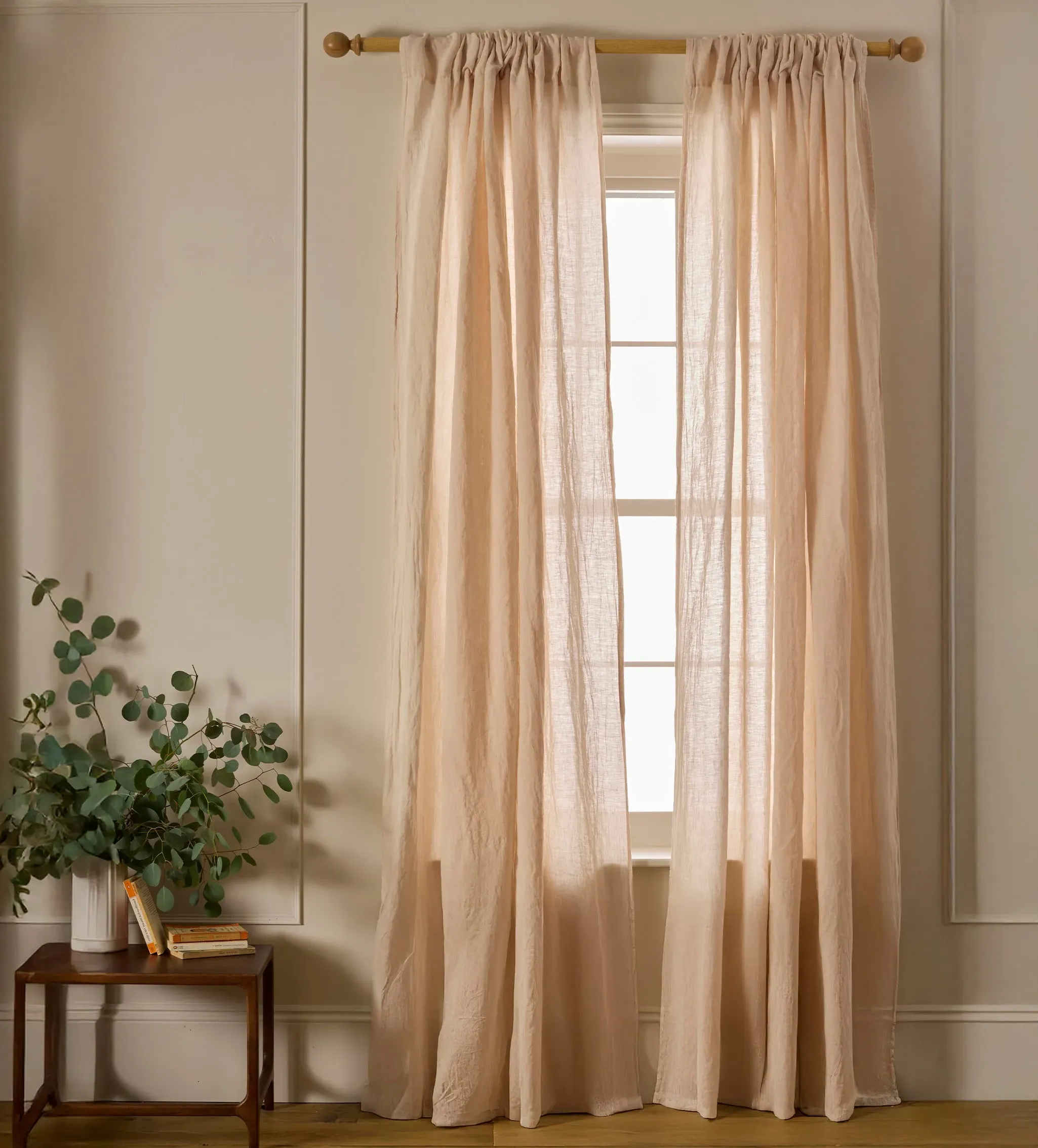 Café au Lay Loop Top Curtain Single Panel - Beige, Linen product
