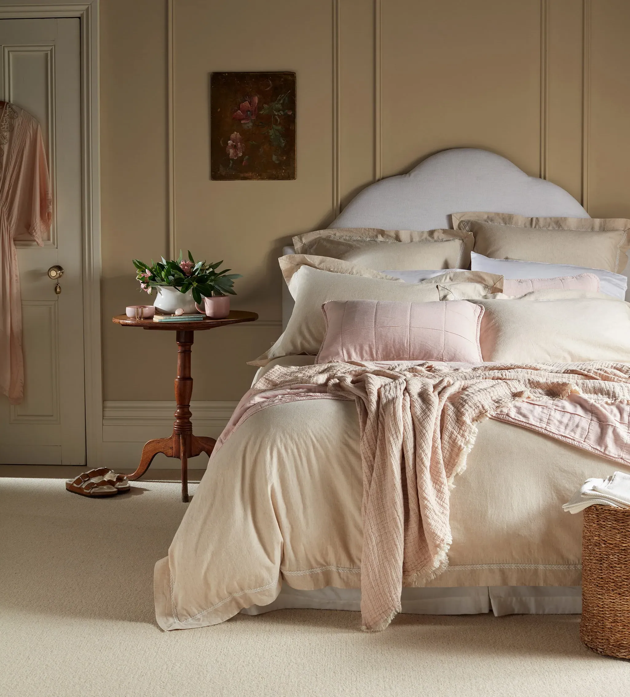 Charlotte Duvet Cover Embroidered Oxford Edge - Natural, Cotton Linen product