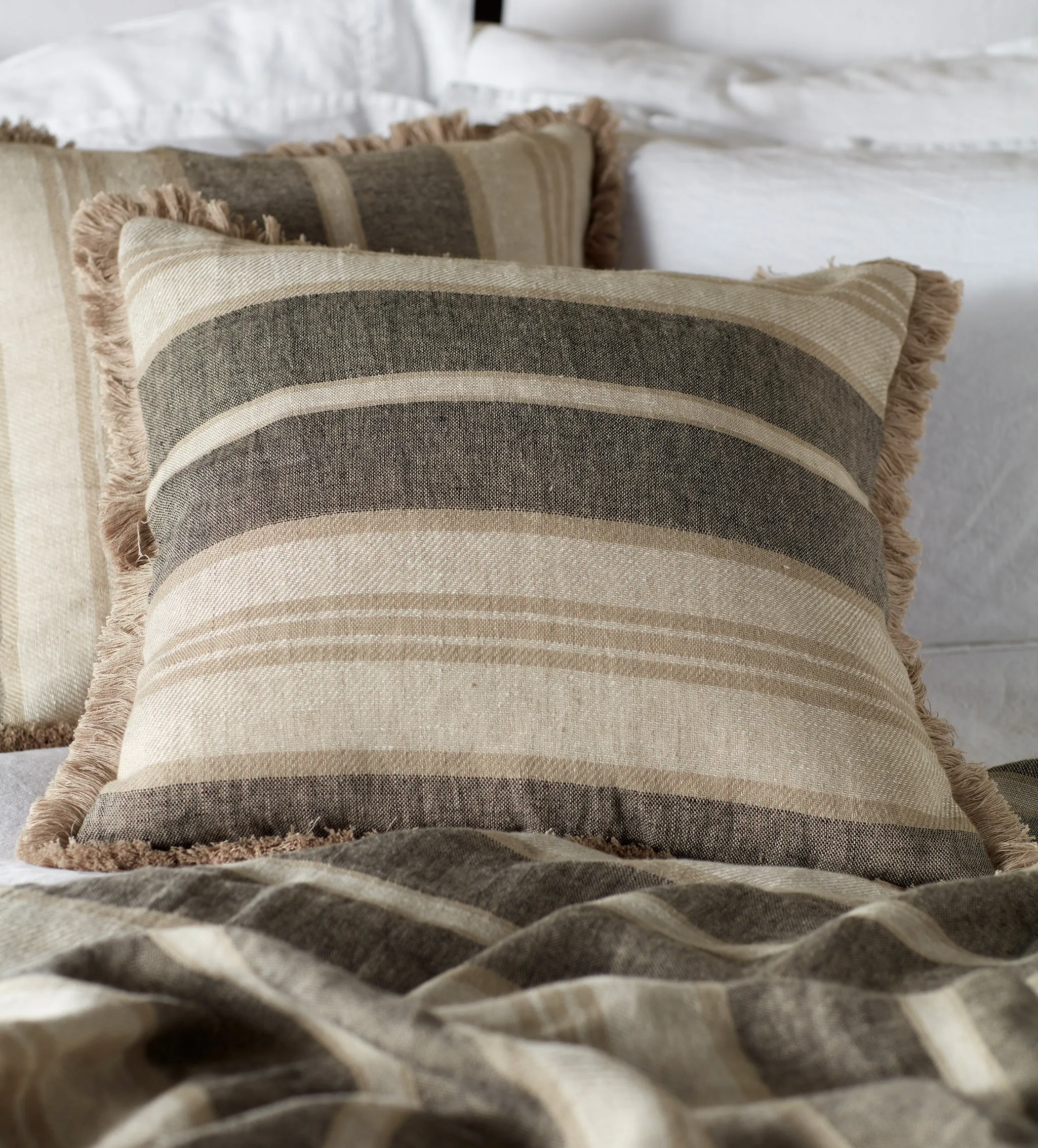 Clara Striped Cushion Cover - Natural, Linen product
