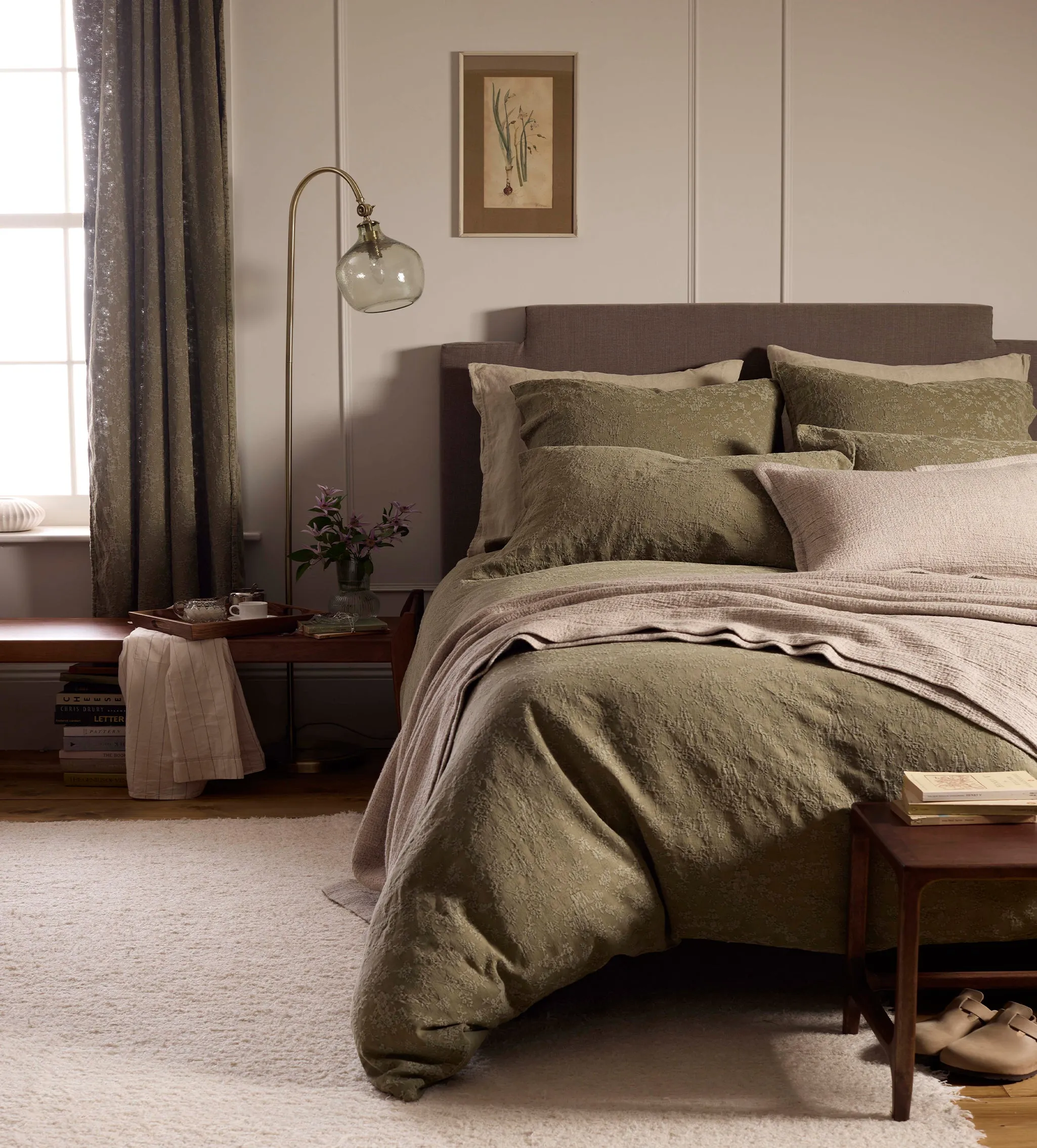 Claudia Duvet Cover - Dark Olive, Cotton Linen product