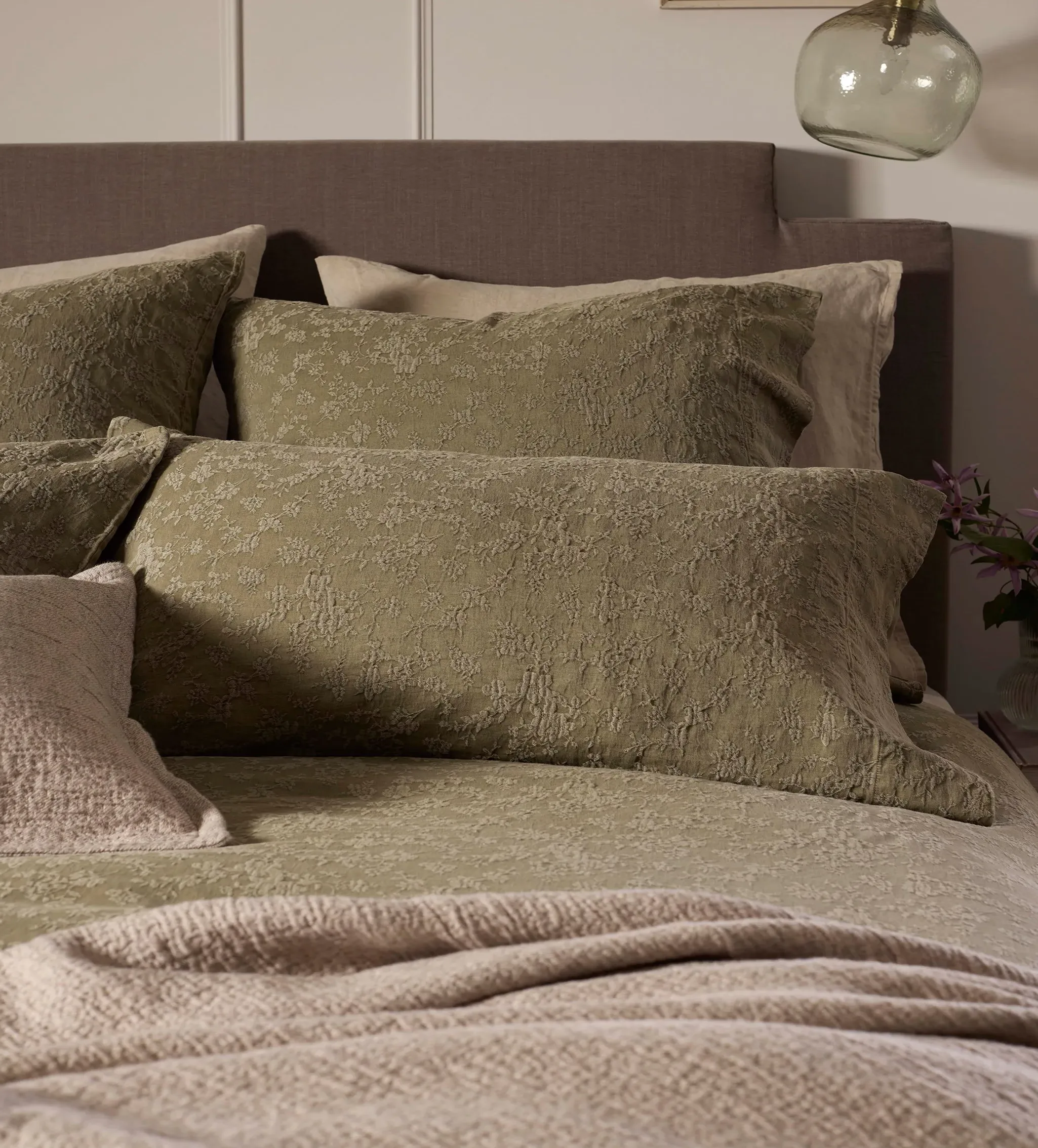 Claudia Pillowcase - Dark Olive, Cotton Linen product