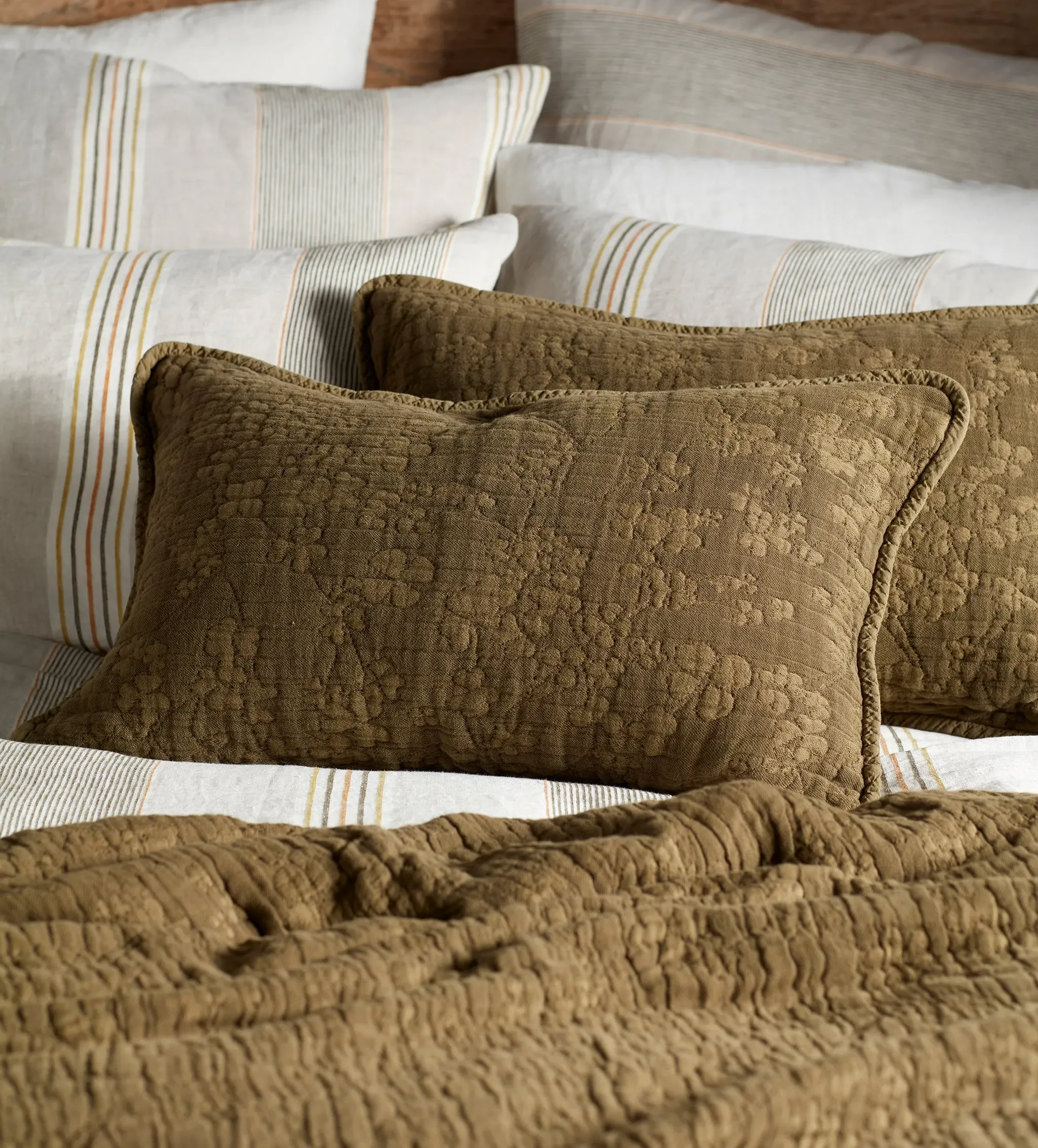 Clover Quilted Cushion Cover - Dark Olive, Cotton product