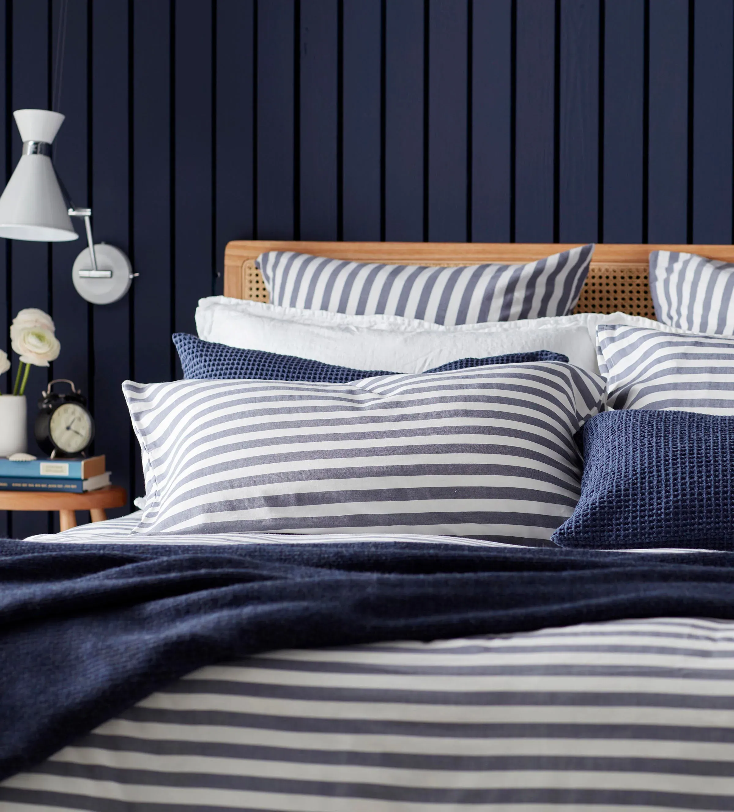 Coastal Stripe Housewife Pillowcase - Navy, Cotton product