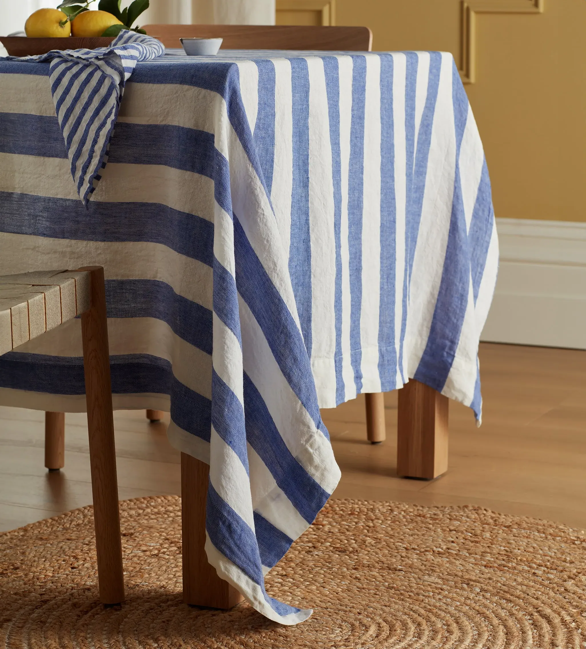 Cobalt Cora Striped Tablecloth - Cobalt Blue, Linen product