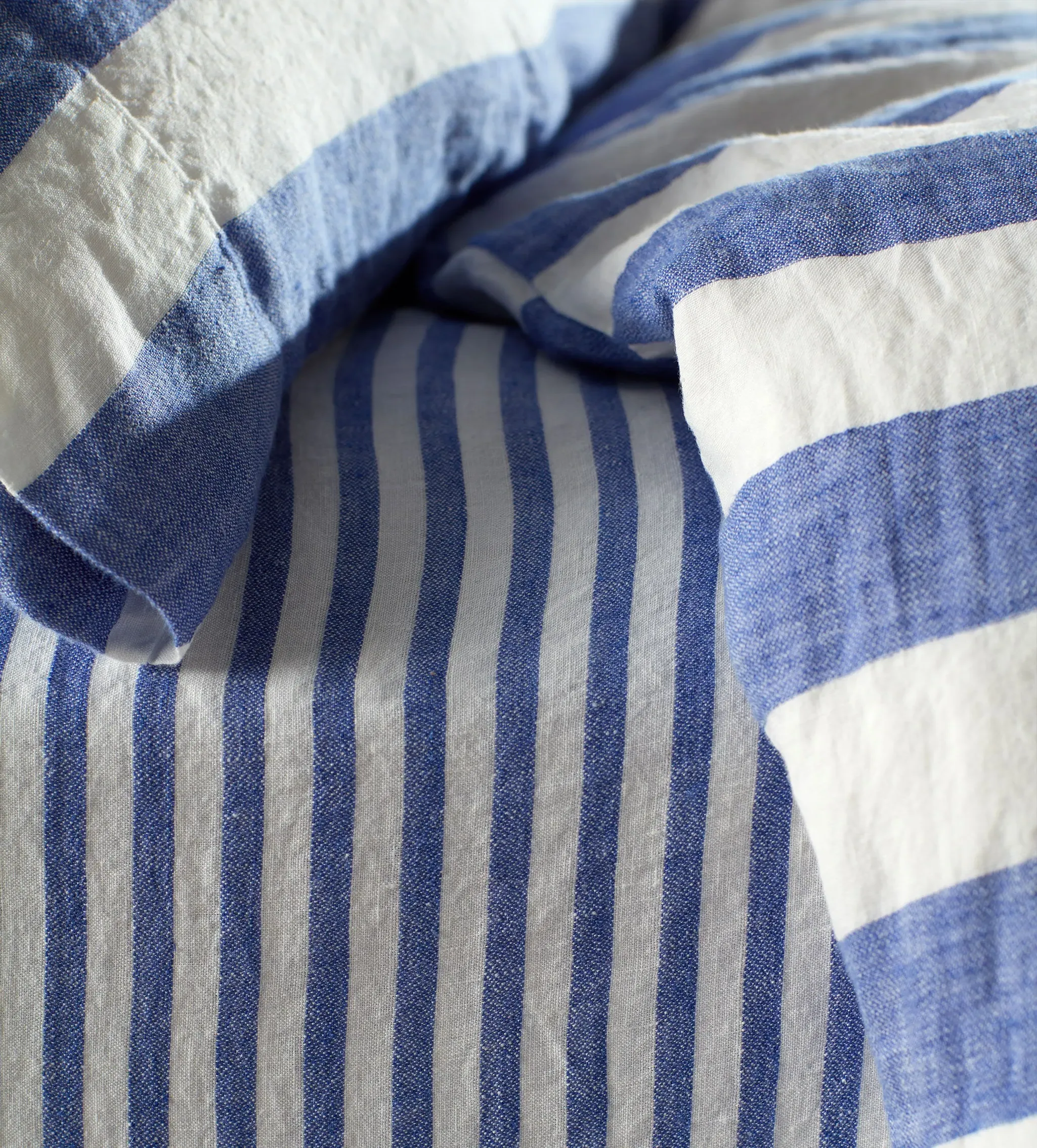 Cora Stripe Fitted Sheet - Cobalt, Linen product