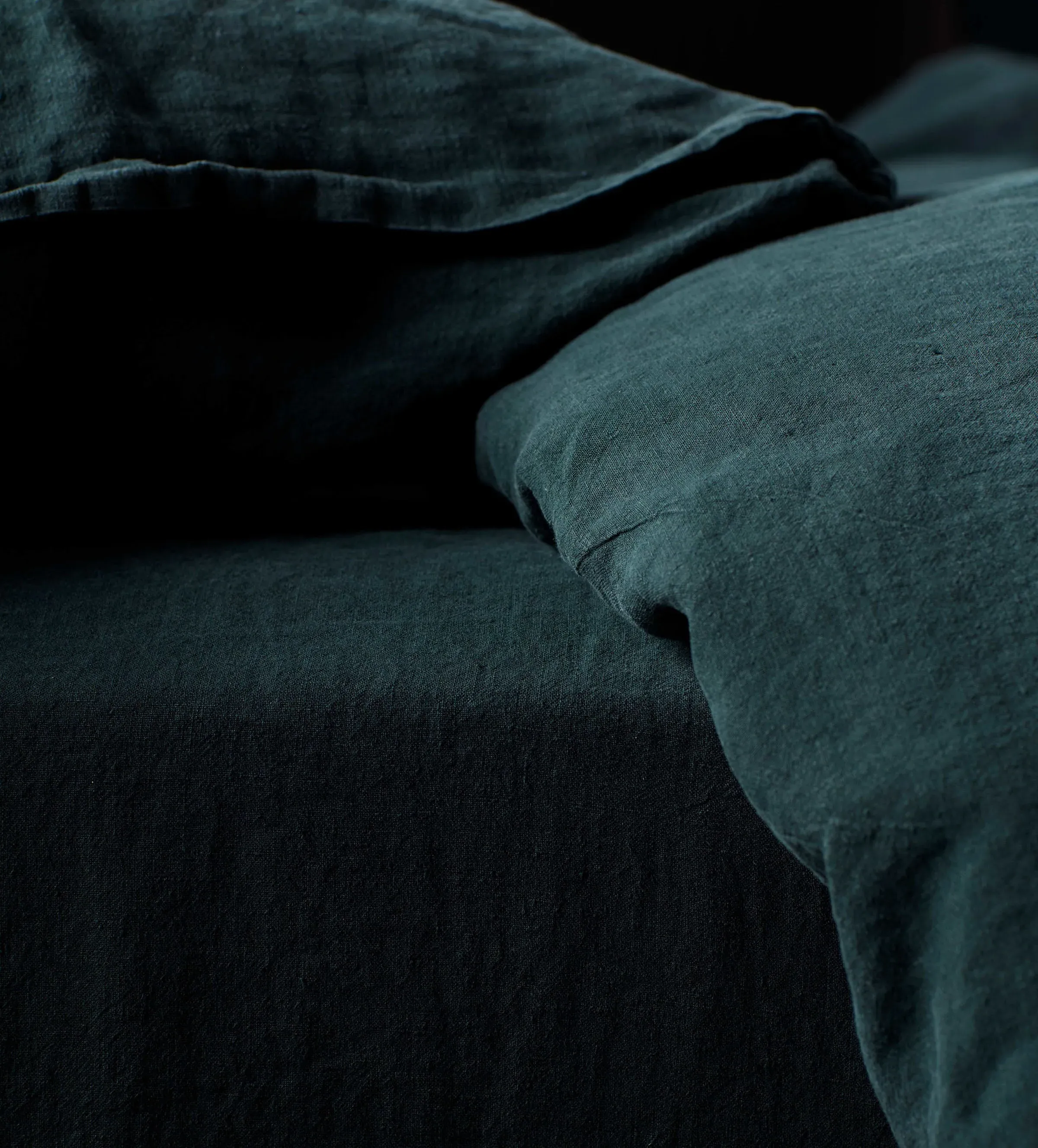 Darkest Spruce Fitted Sheet - Dark Green, Linen product