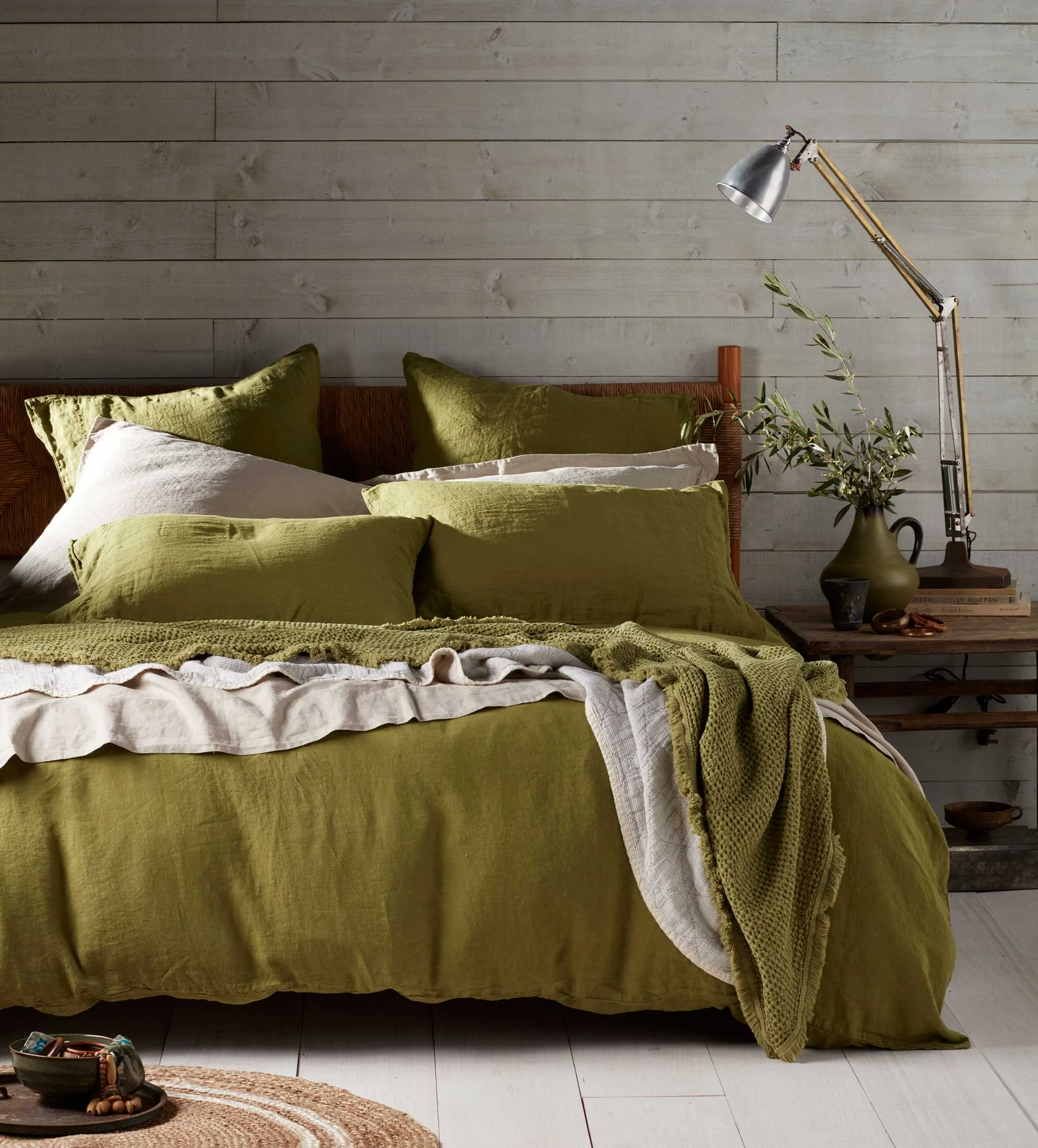 Double Duvet Cover - Moss Green, Linen product