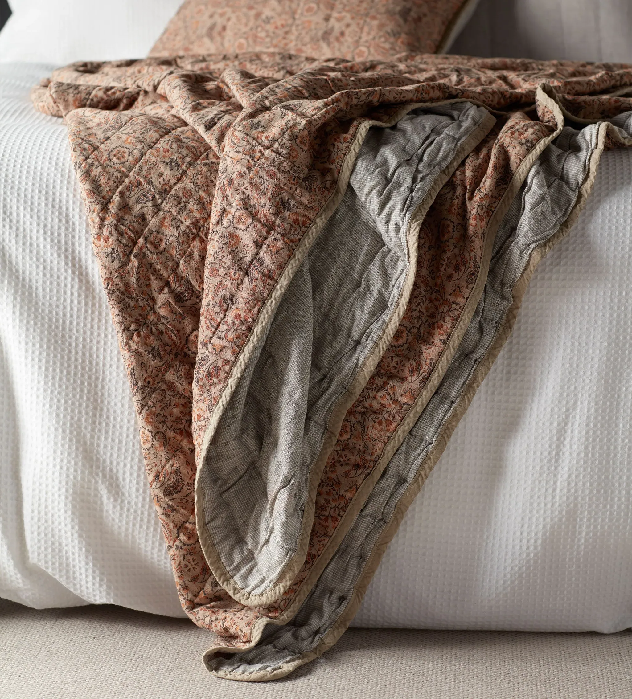 Ellie Quilted Throw - Floral, Cotton product
