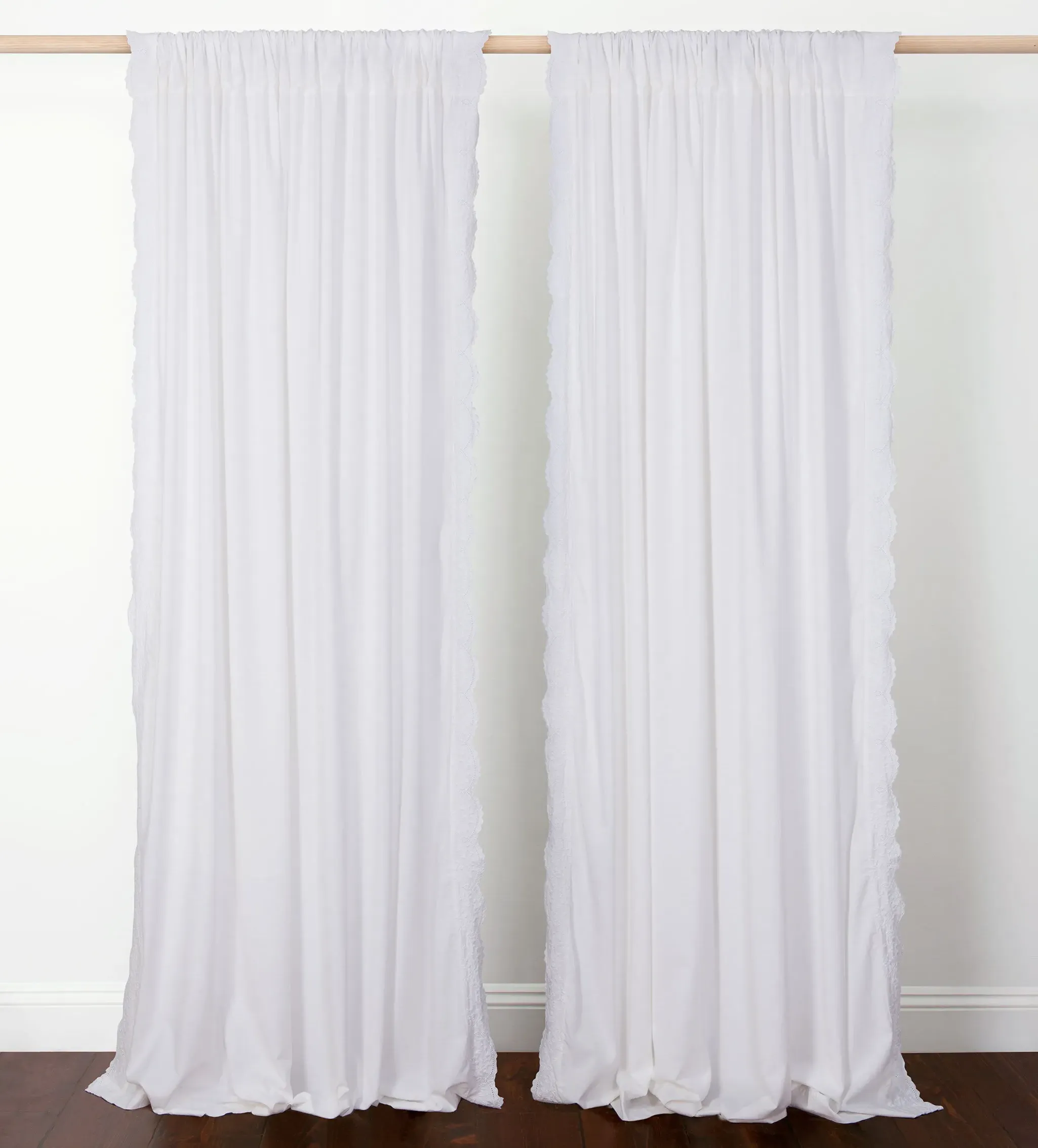 Elsie Embroidered Cotton Linen Loop Top Curtain - White product