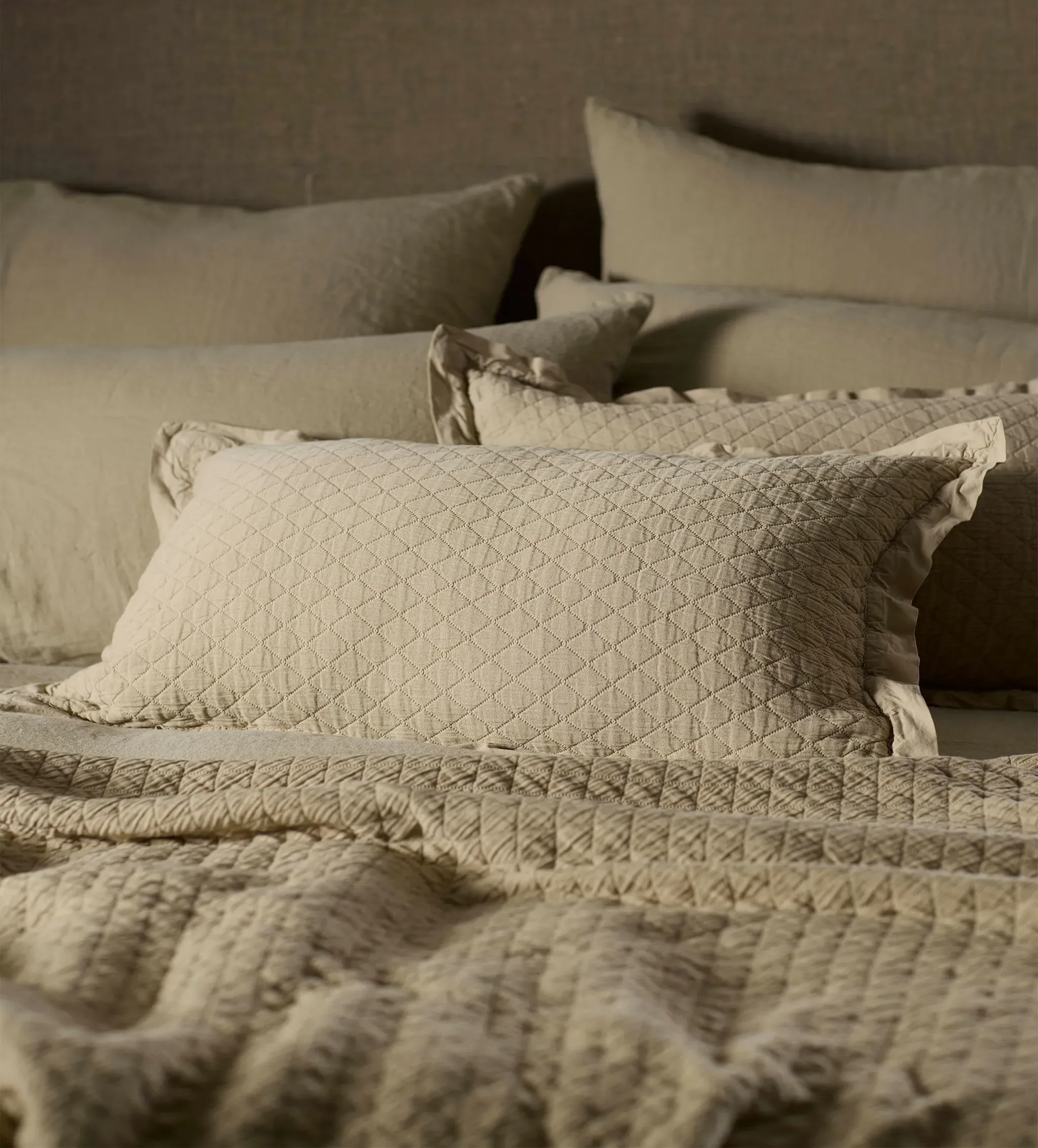Evelyn Quilted Cushion Cover - Soft Sage, Cotton product