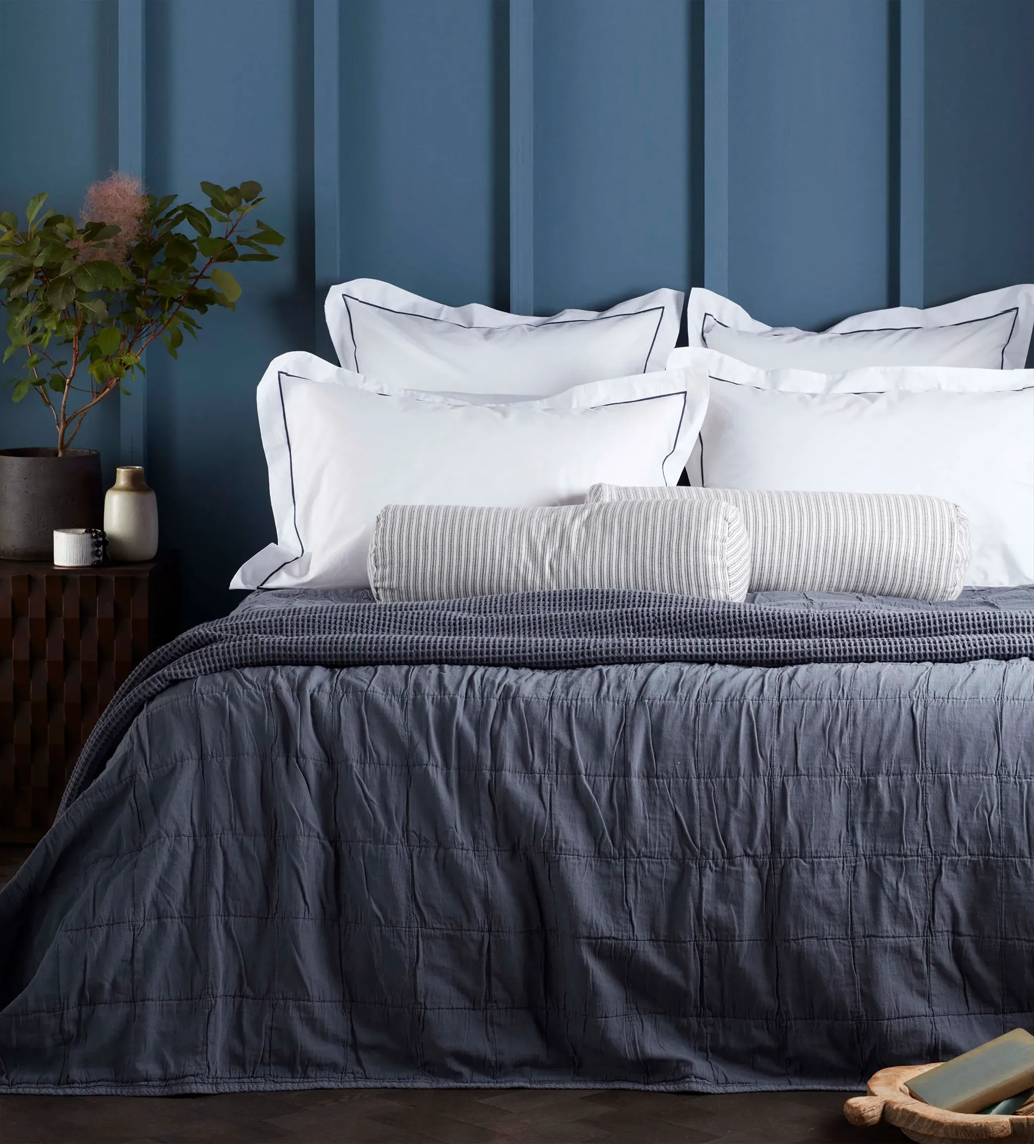 Finn Quilted Throw - French Blue, Cotton product