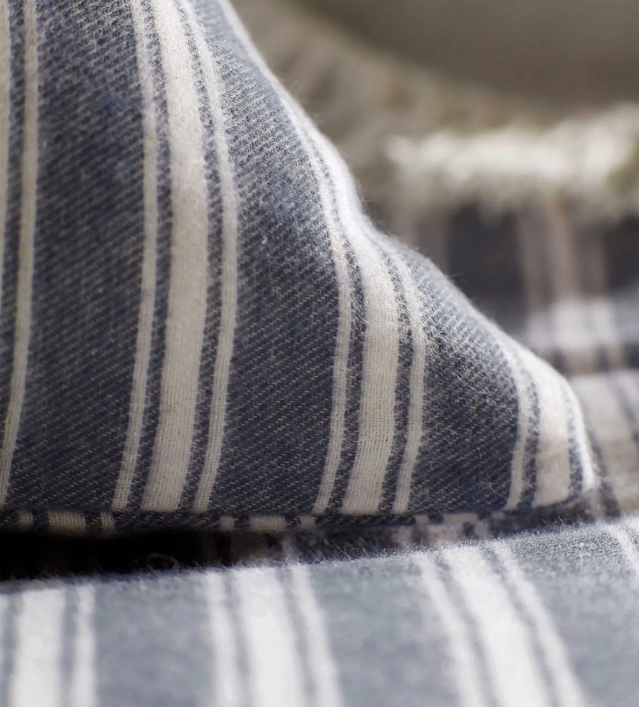 Fred Stripe Fitted Sheet - French Blue, Brushed Organic Cotton product
