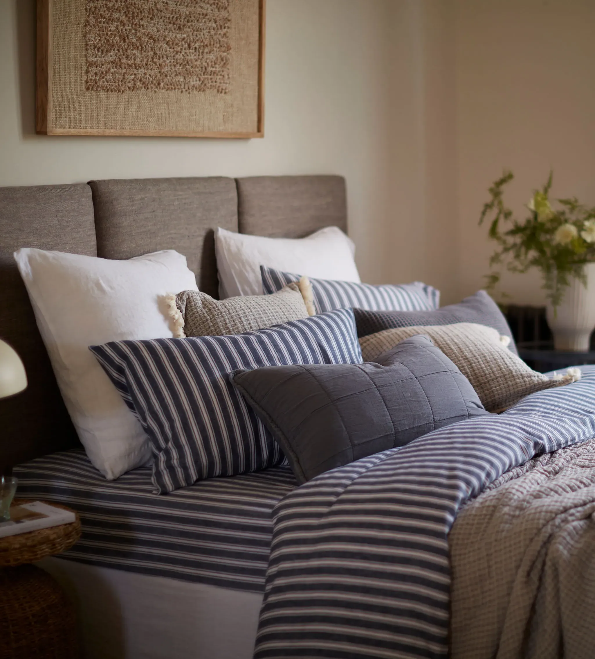 Fred Stripe Housewife Pillowcase - French Blue, Organic Cotton product