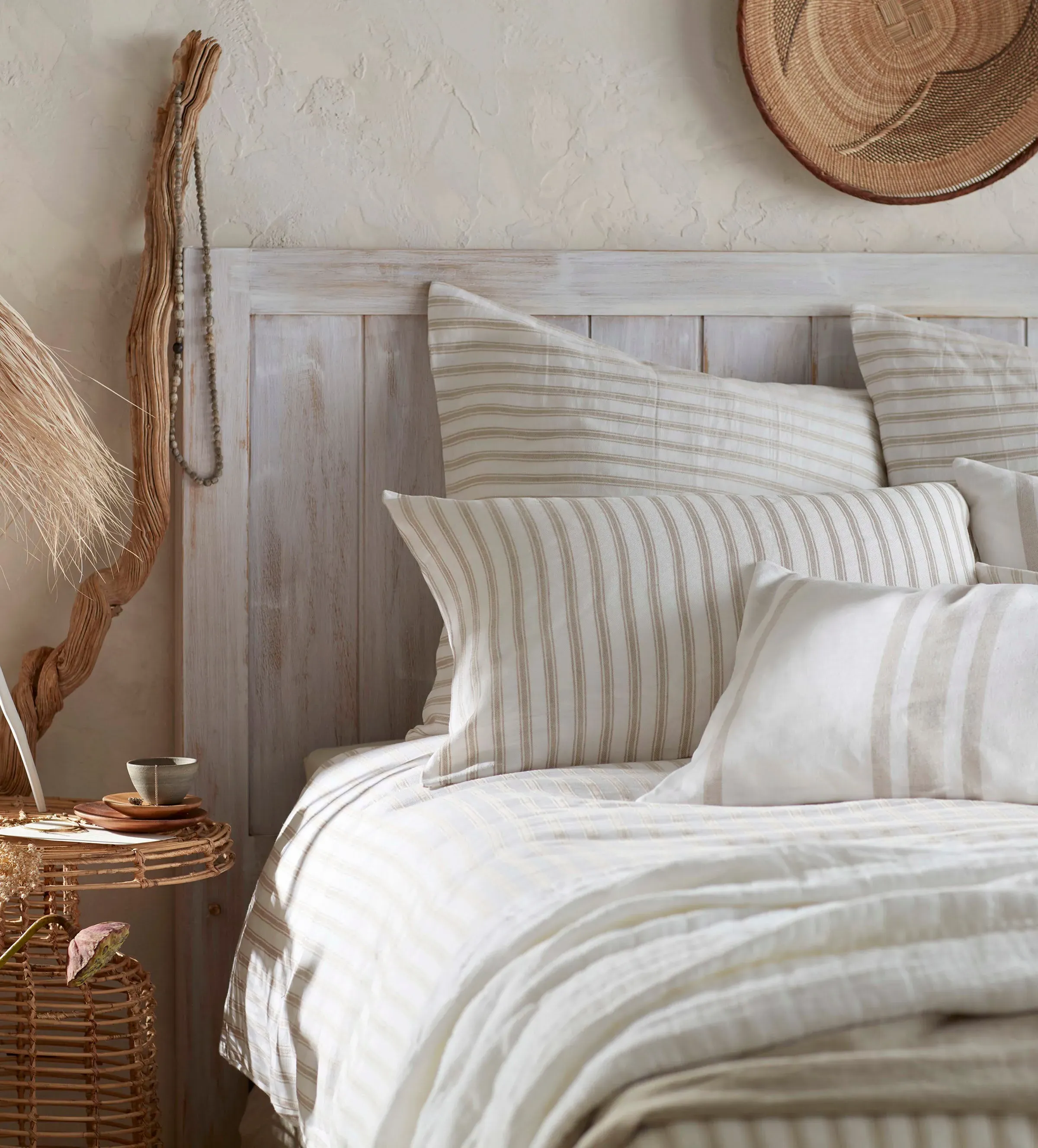 French Ticking Stripe Housewife Pillowcase - Natural, Cotton Linen product