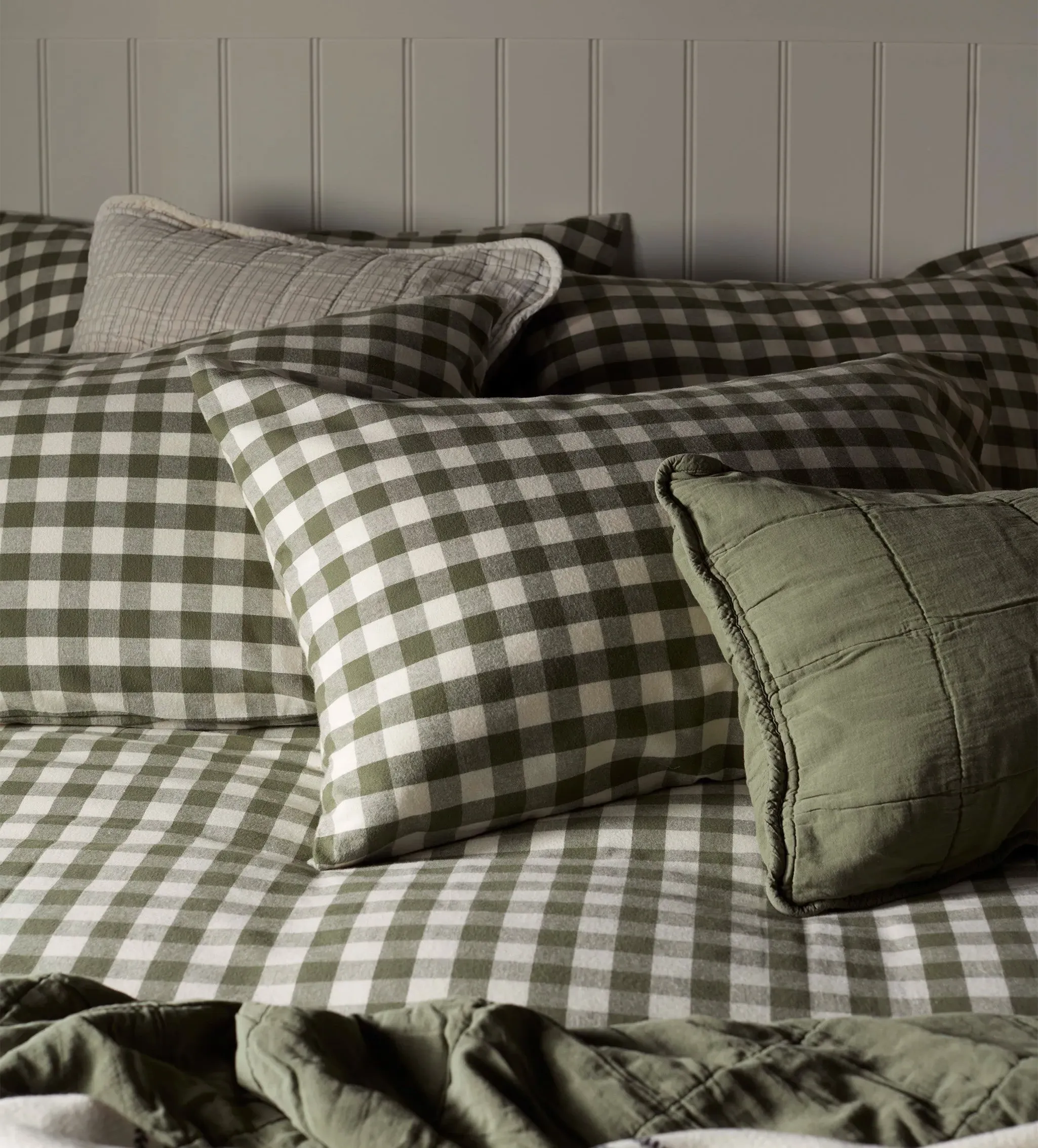 Gilbert Gingham Pillowcase - Olive Green, Organic Cotton product