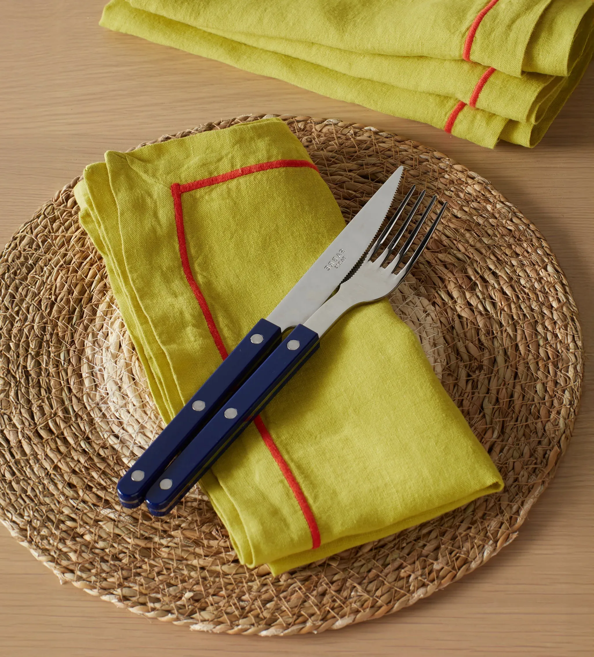 Glassette Vine Linen Napkins Set of 4 - Lime Green, Linen product