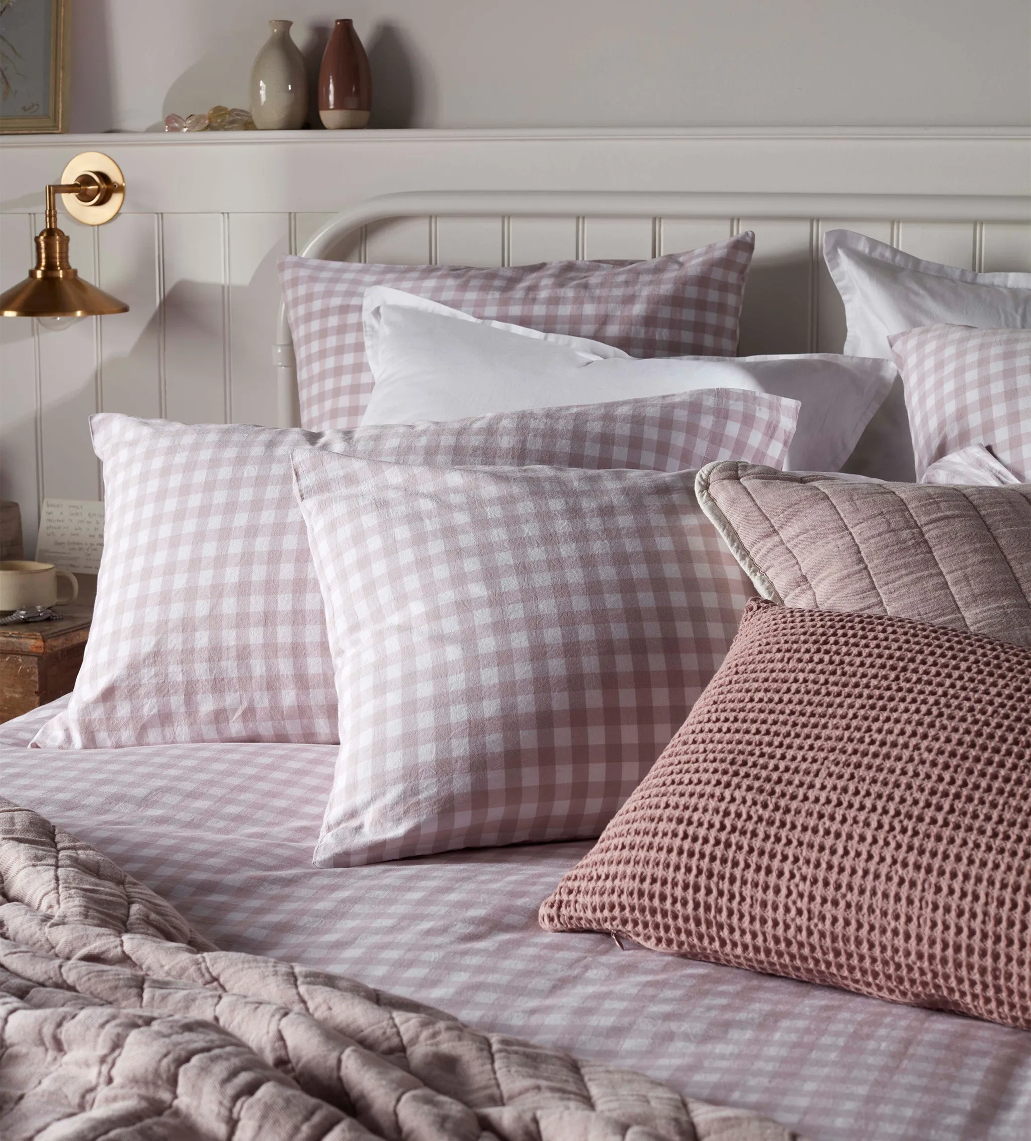 Harriet Gingham Pillowcase - Vintage Rose, Organic Cotton product