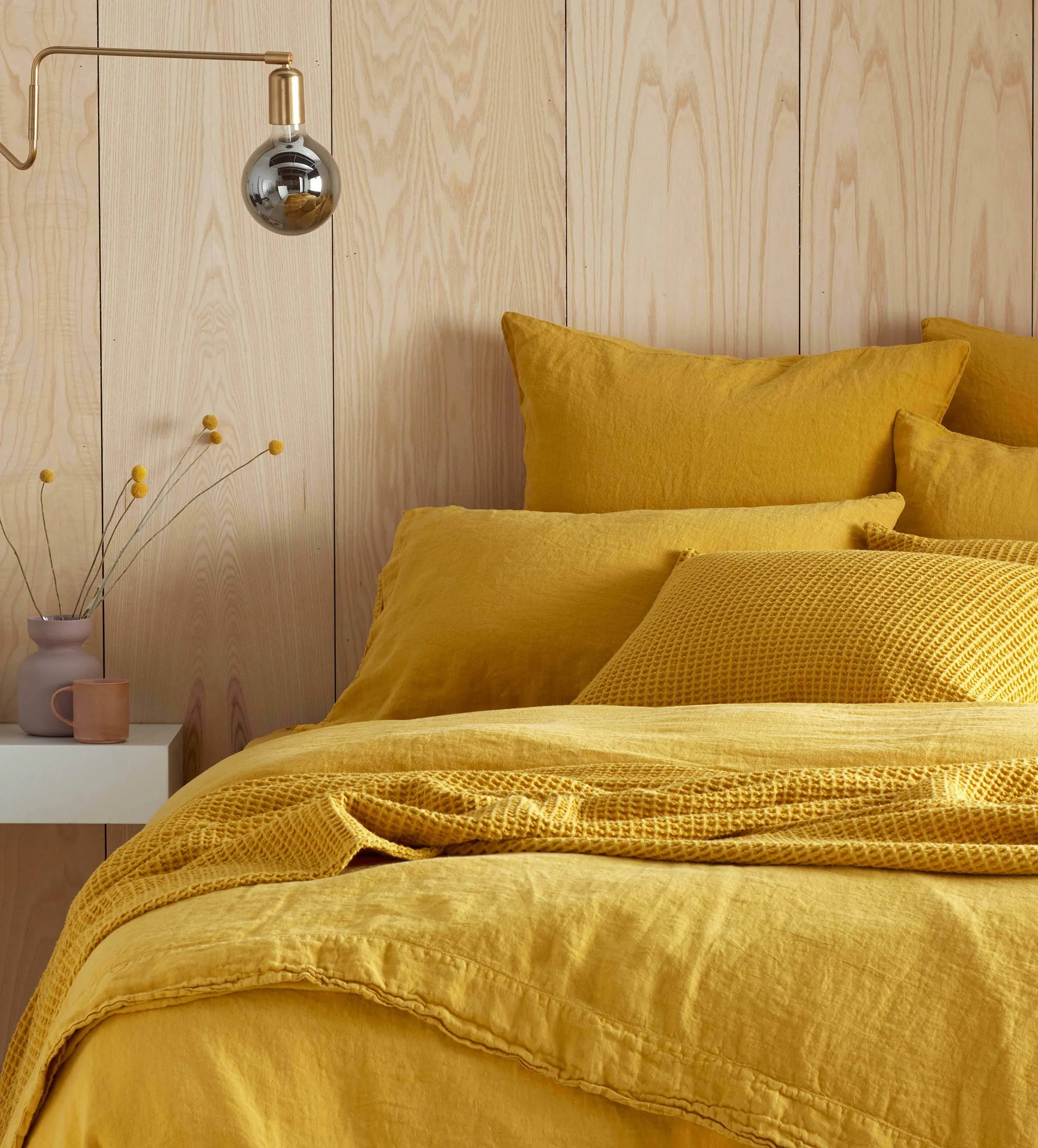 Housewife Pillowcase - Mustard Yellow, Linen product