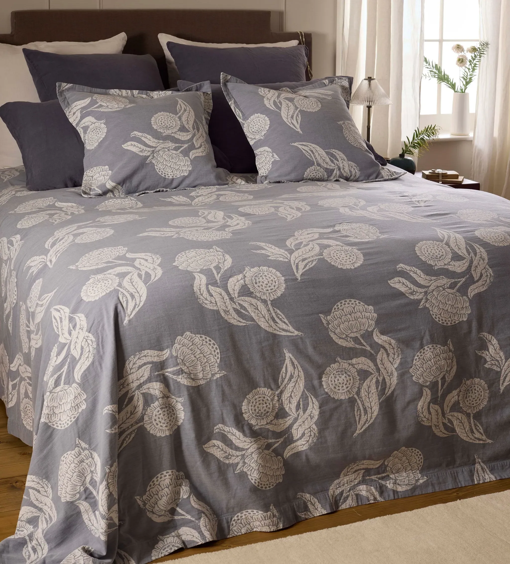 Iona Jacquard Throw Reversible - French Blue, Cotton product