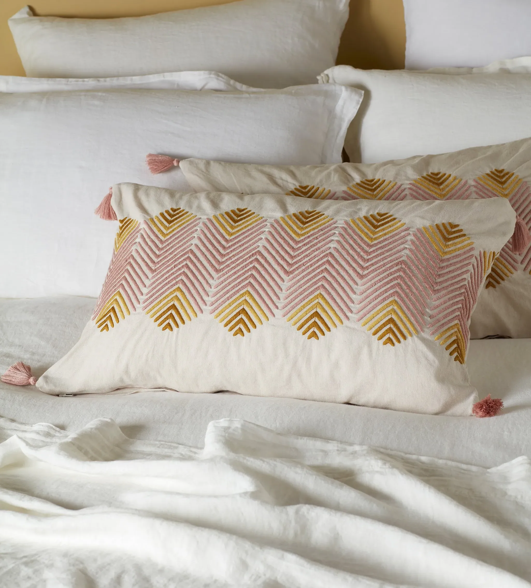 Kiera Cushion Cover with Tassel Corners - Natural, Cotton Linen product
