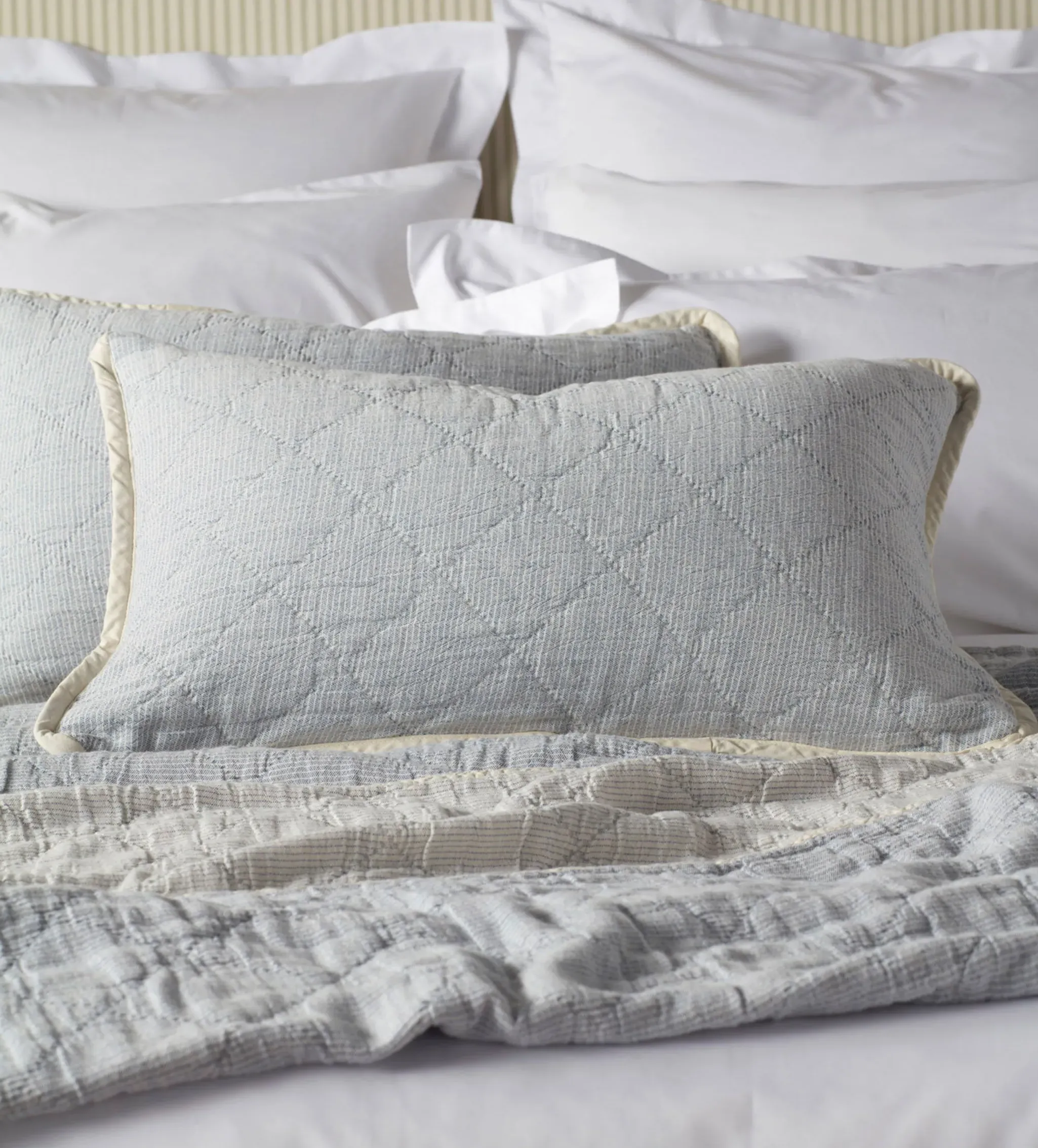 Lenny Quilted Cushion Cover - Blue, Cotton product