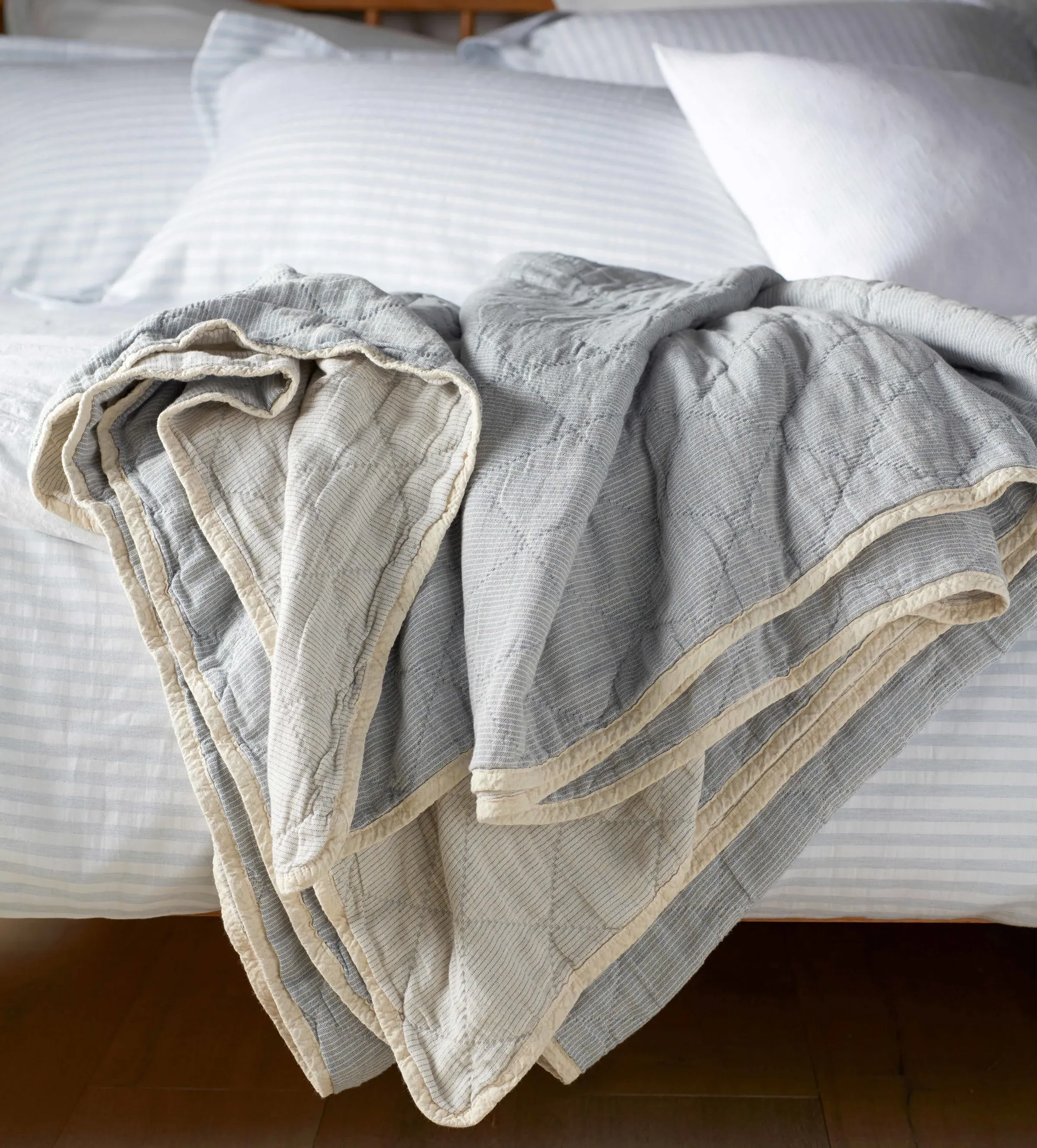Lenny Quilted Throw - Blue, Cotton product