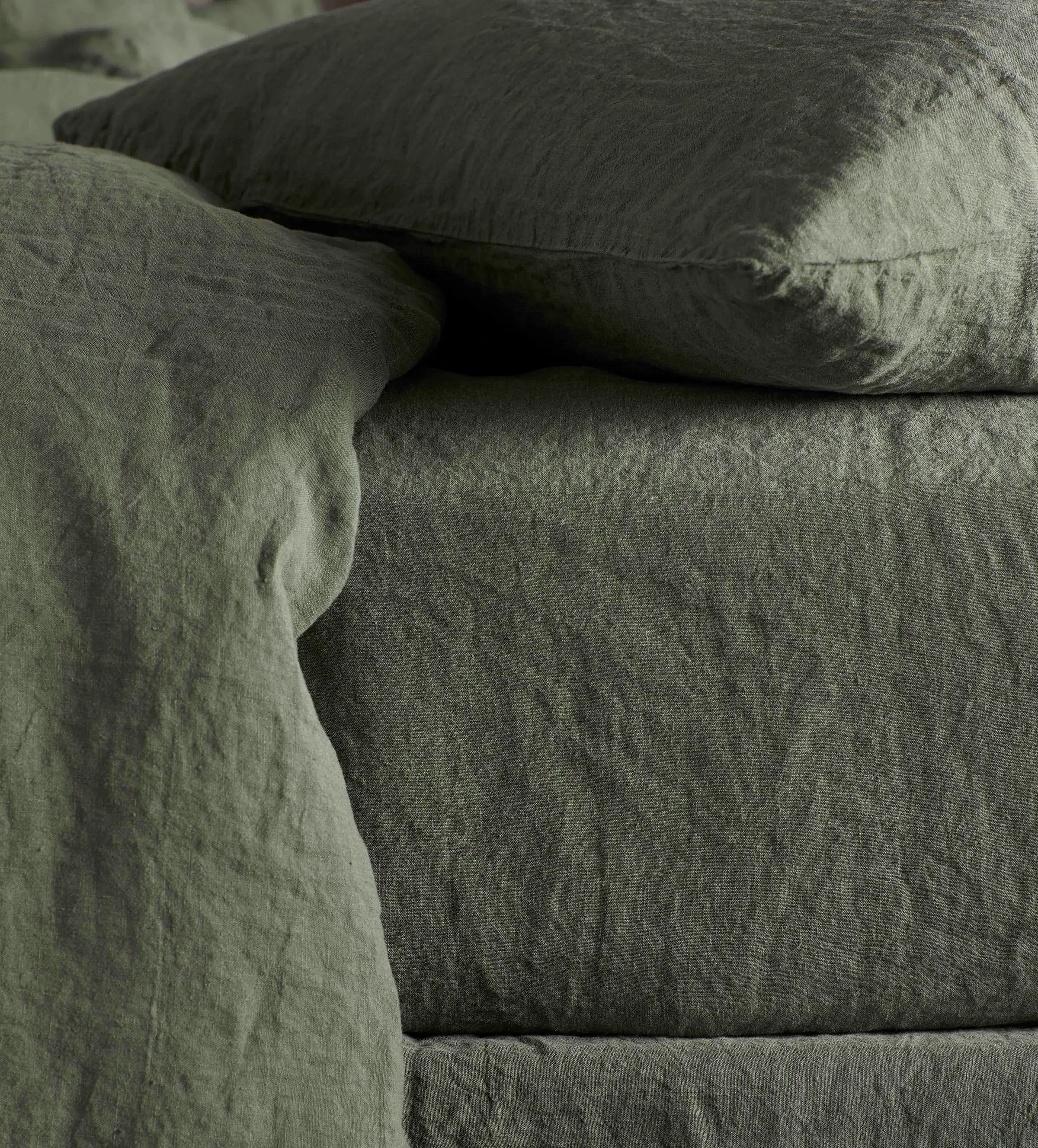 Linen Fitted Sheet - Olive Green, Linen product