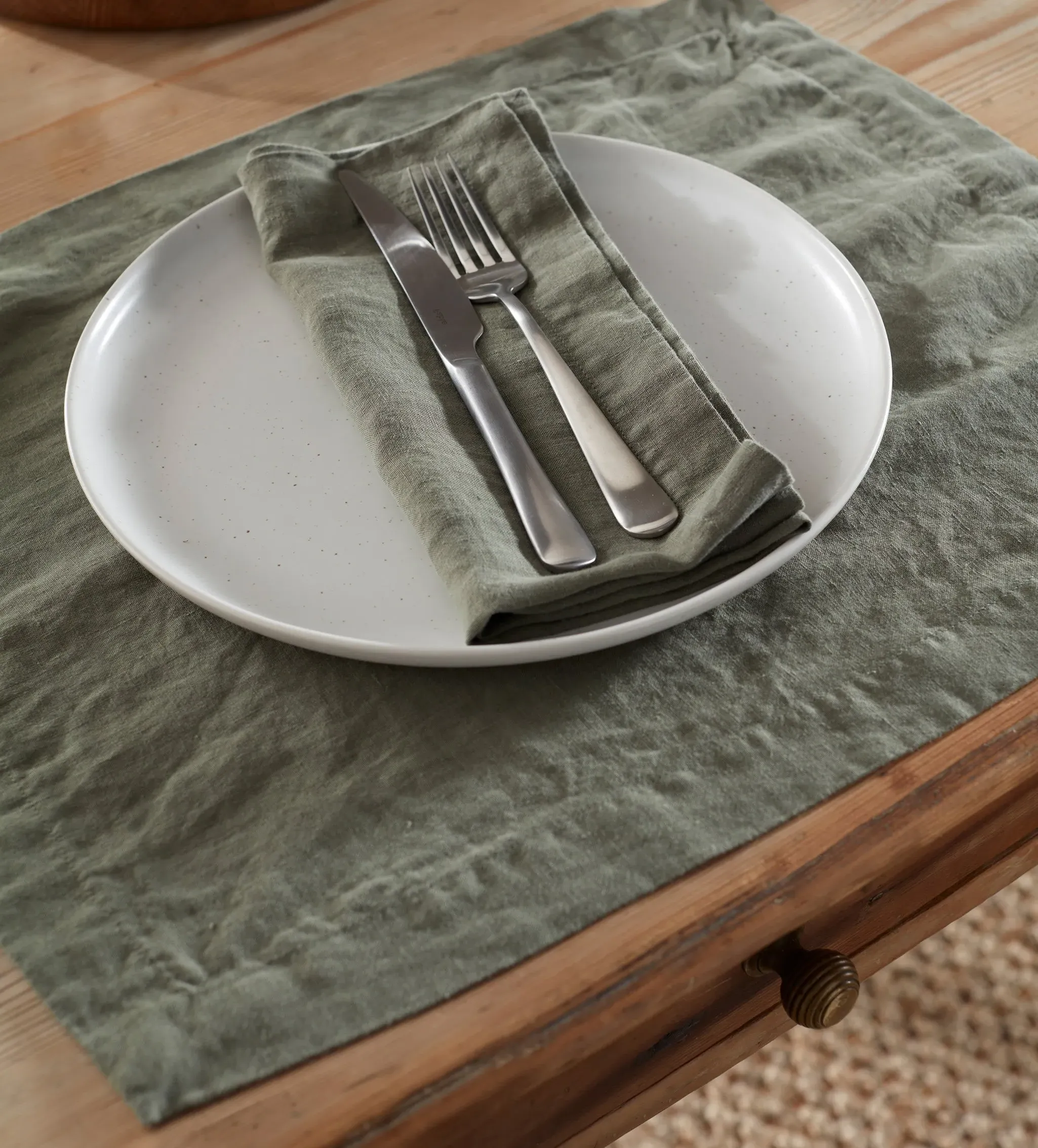 Linen Placemats Set of 2 - Olive Green product