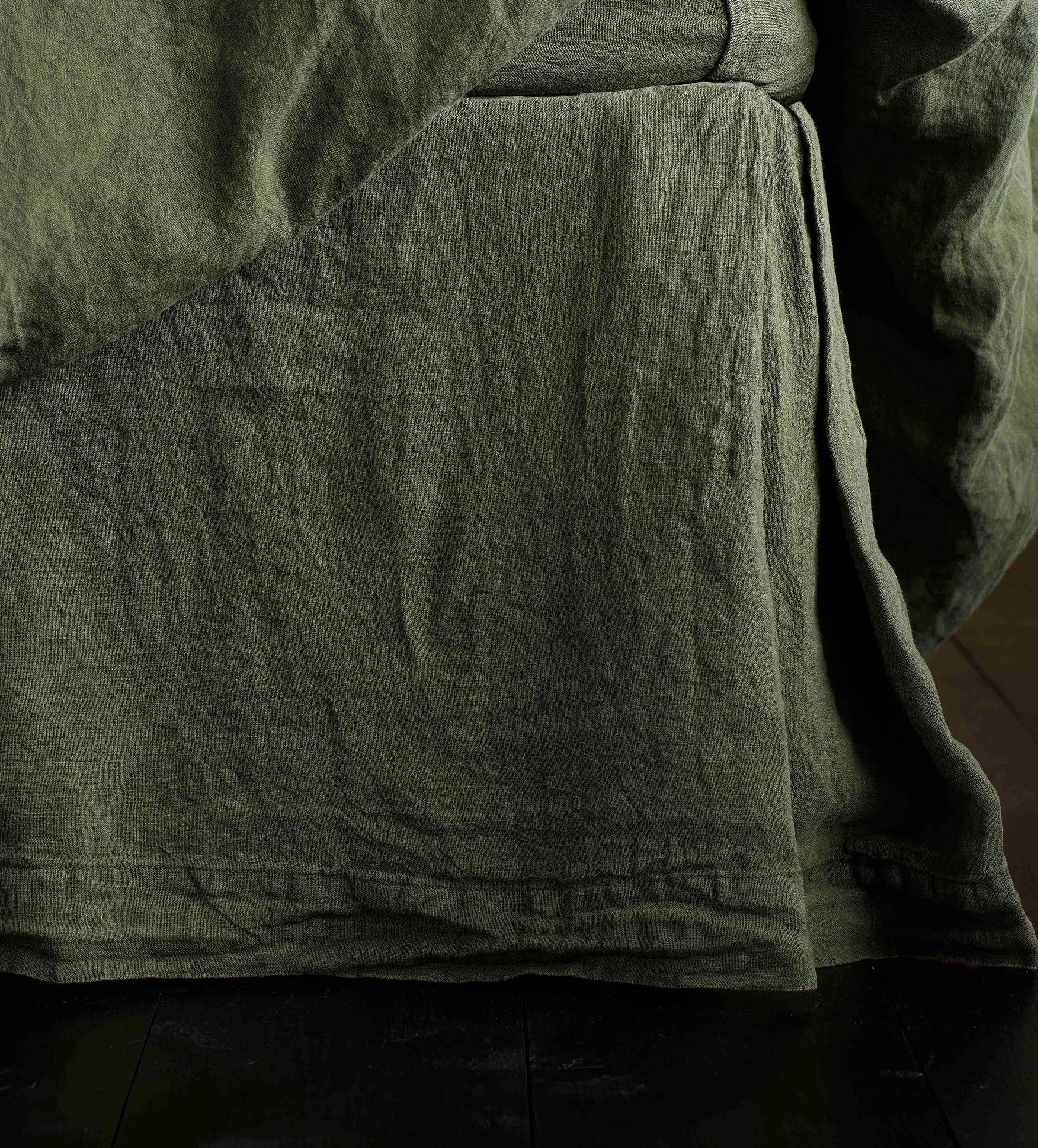 Linen Valance with Box Pleat Corners - Olive Green, Linen product