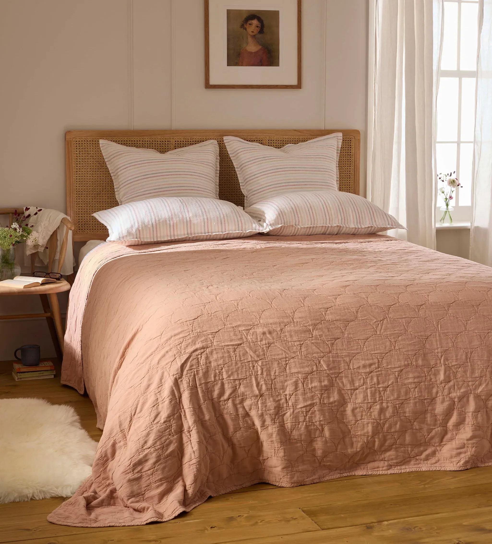 Milo King Size Quilted Throw - Plaster Pink, Cotton product