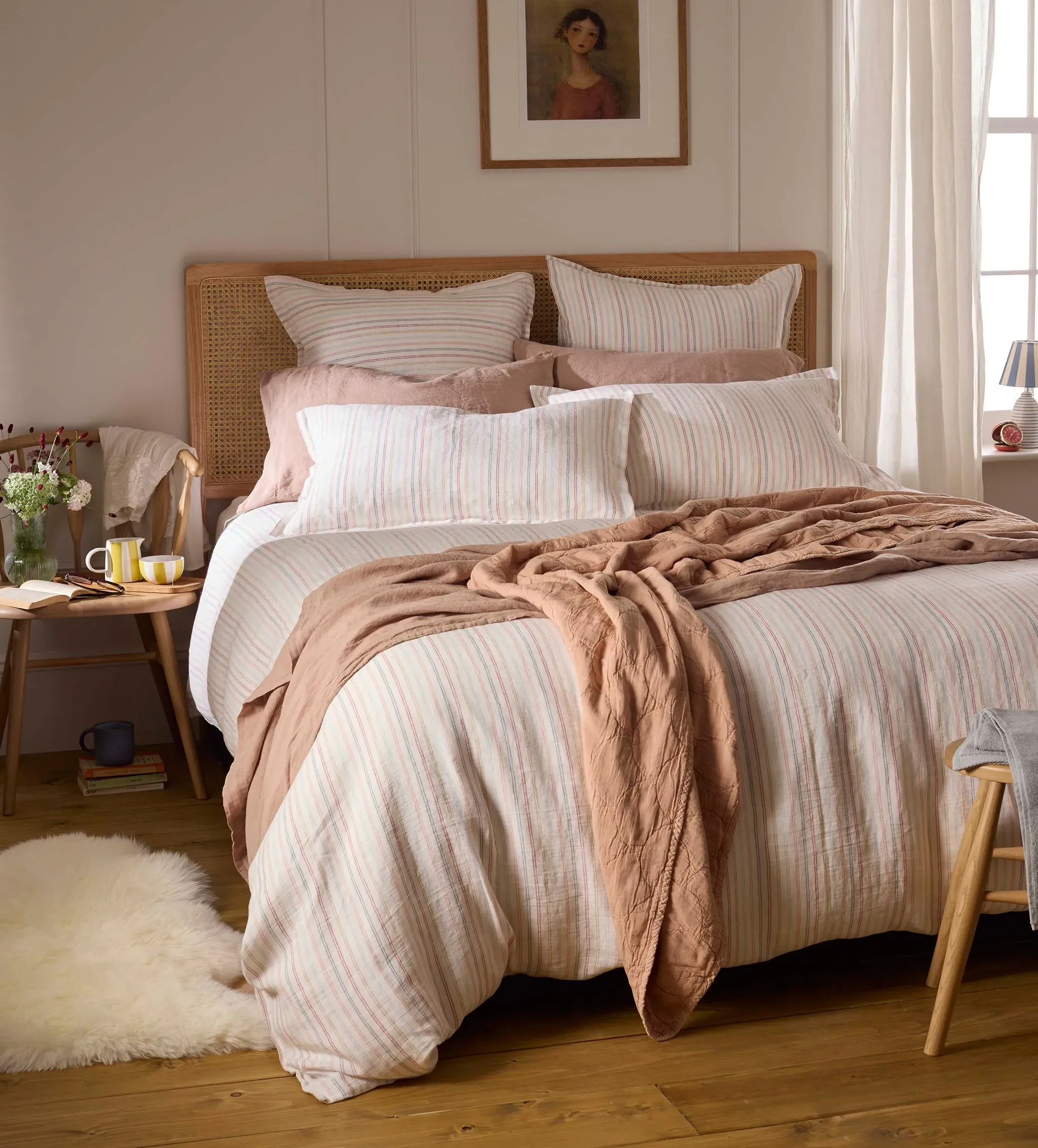 Olivia Stripe Duvet Cover - Linen product