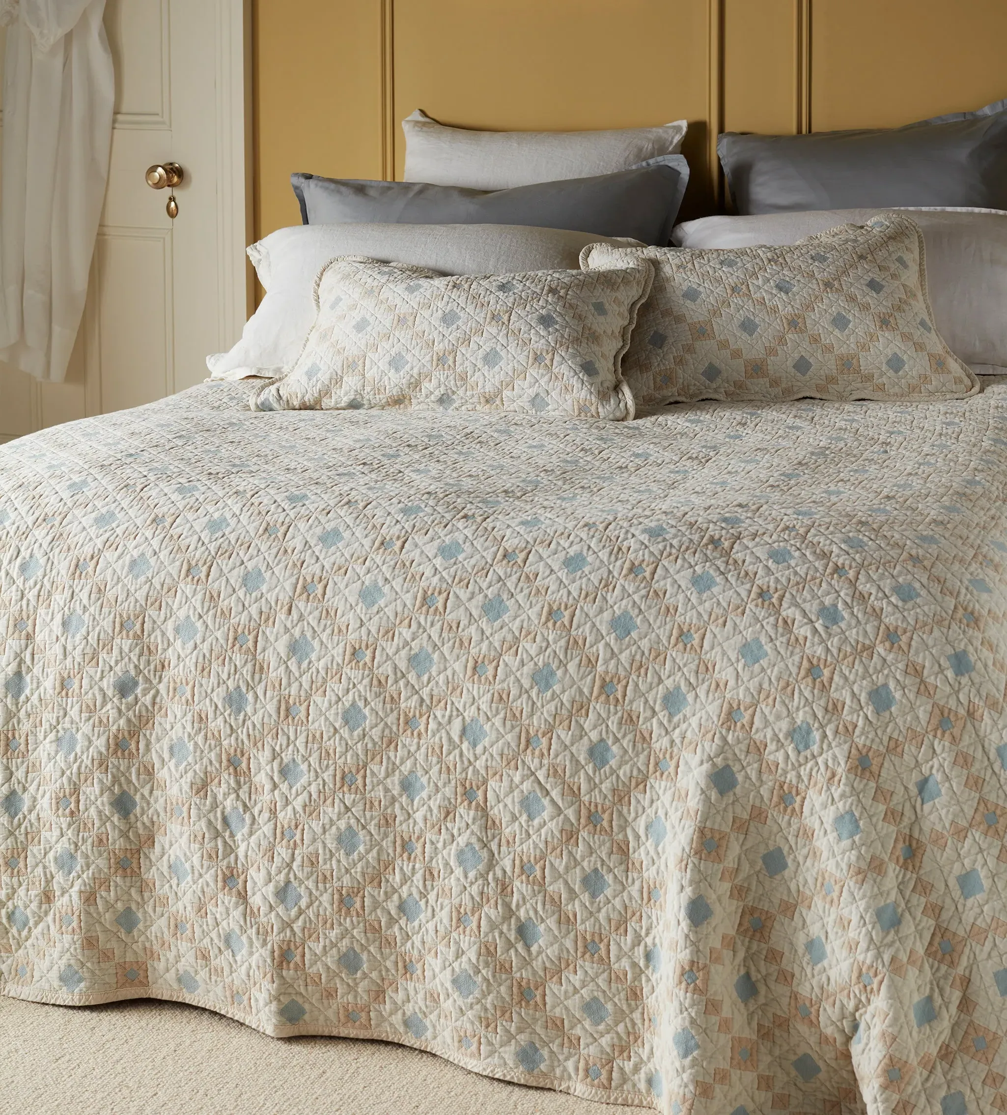 Pippa Patchwork Quilted Throw - Sage, Cotton product