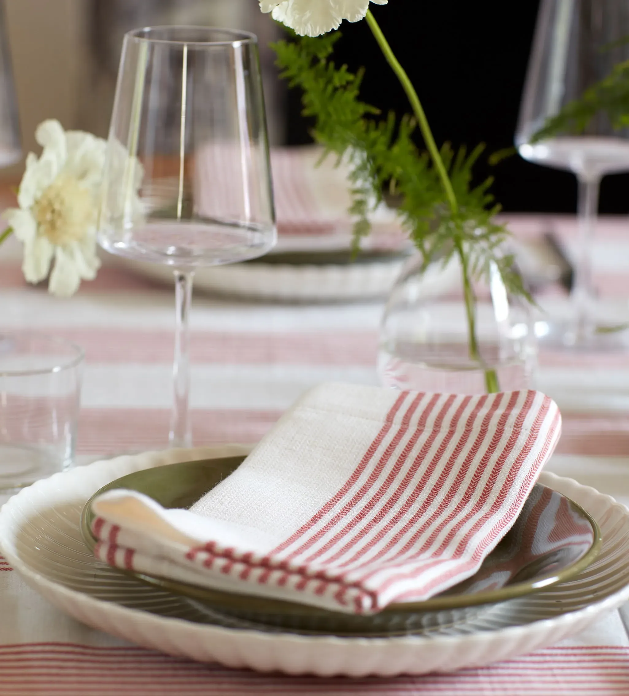 Red Ticking Stripe Napkins Set of 4 - Red, Cotton Linen product