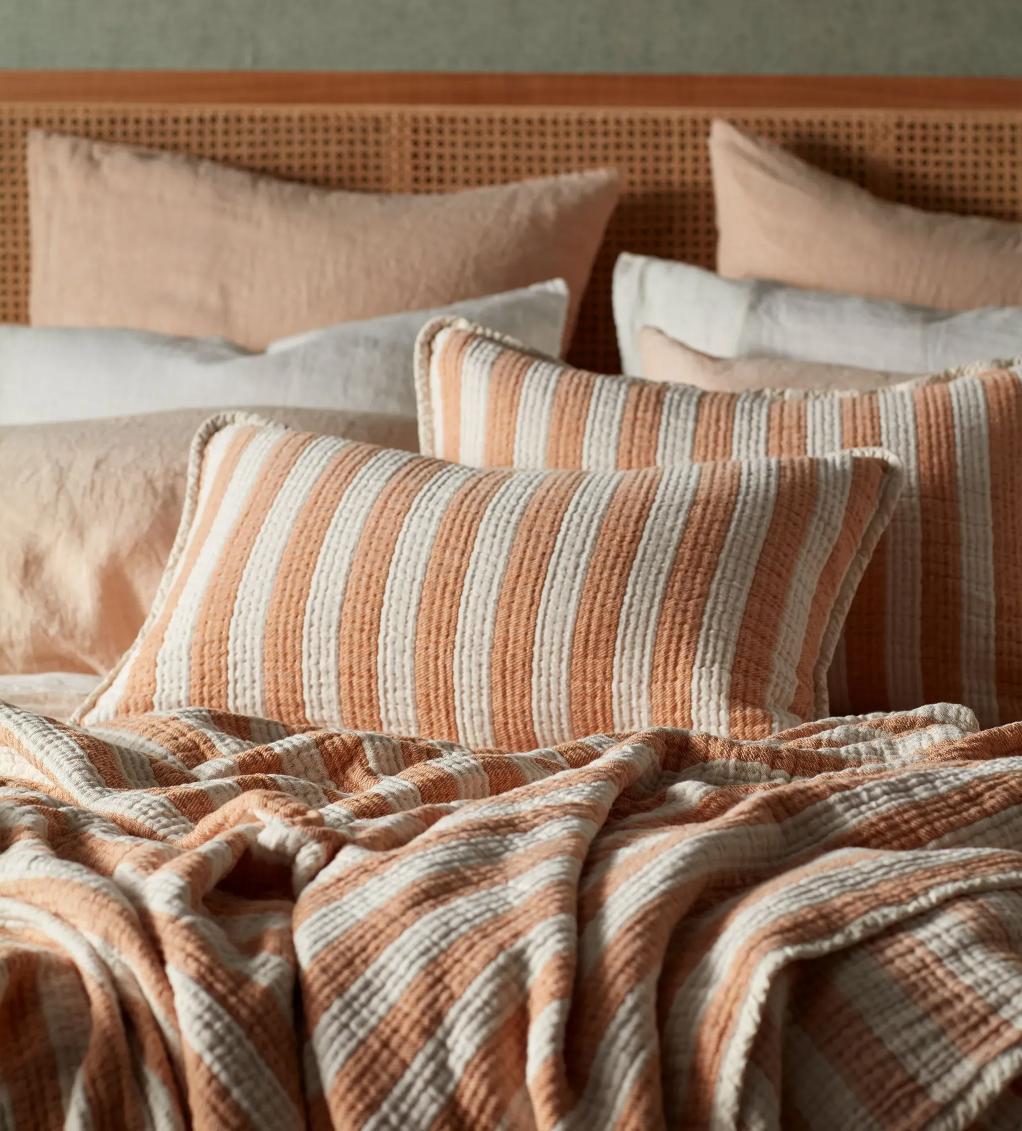 Reggie Stripe Cushion Cover - Butterscotch, Cotton product
