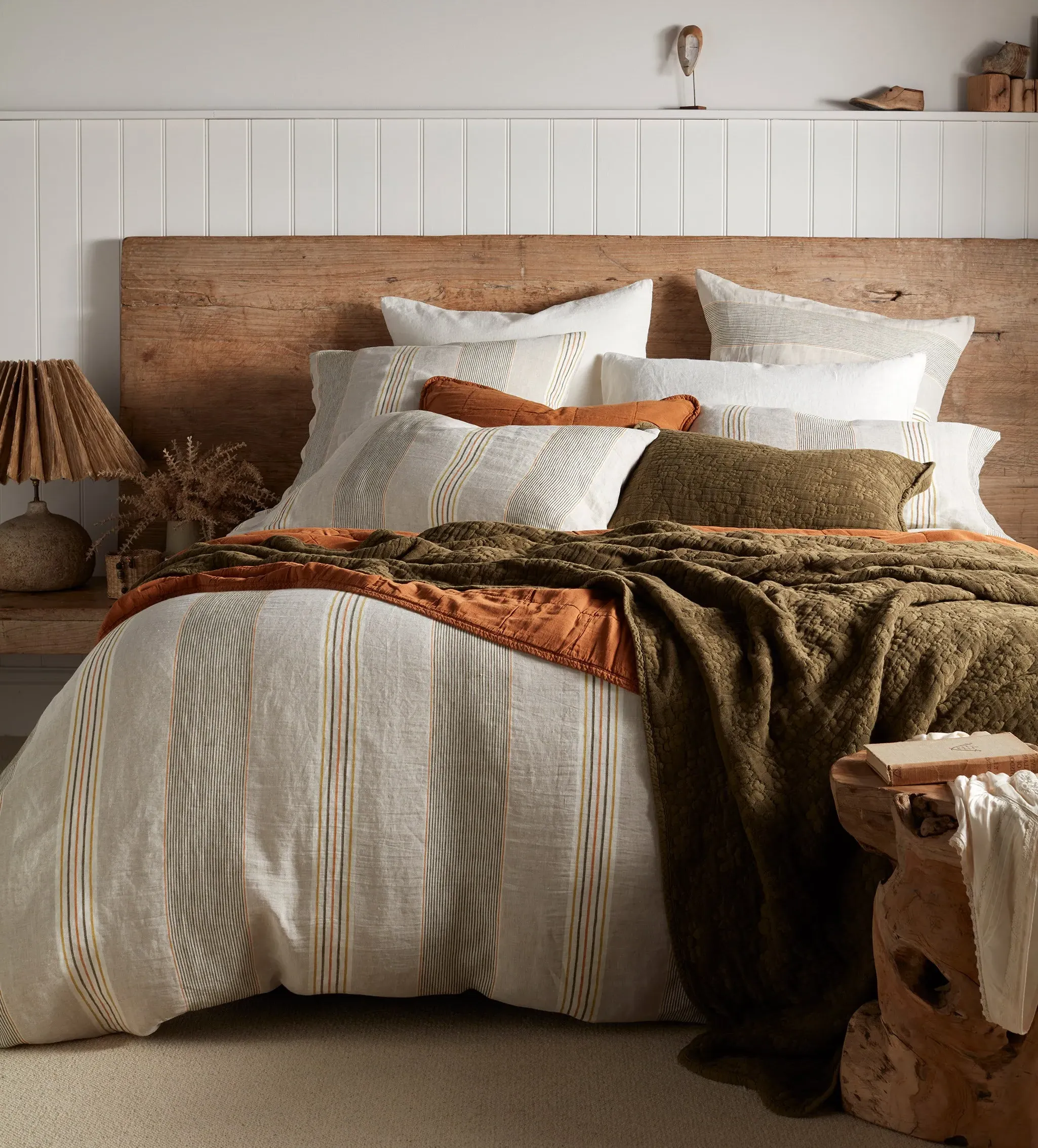 Sophie Stripe Duvet Cover - Olive, Linen product