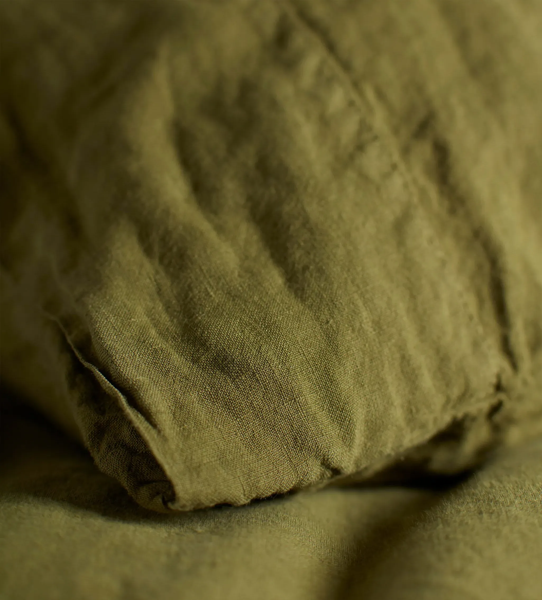 Super King Fitted Sheet - Moss Green, Linen product