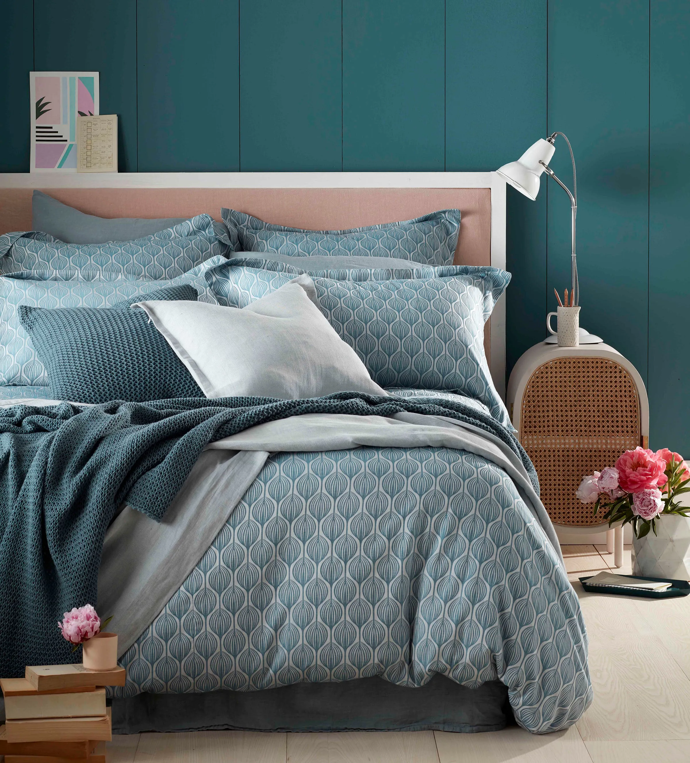 Teal Teasels Duvet Cover - Teal, Cotton product