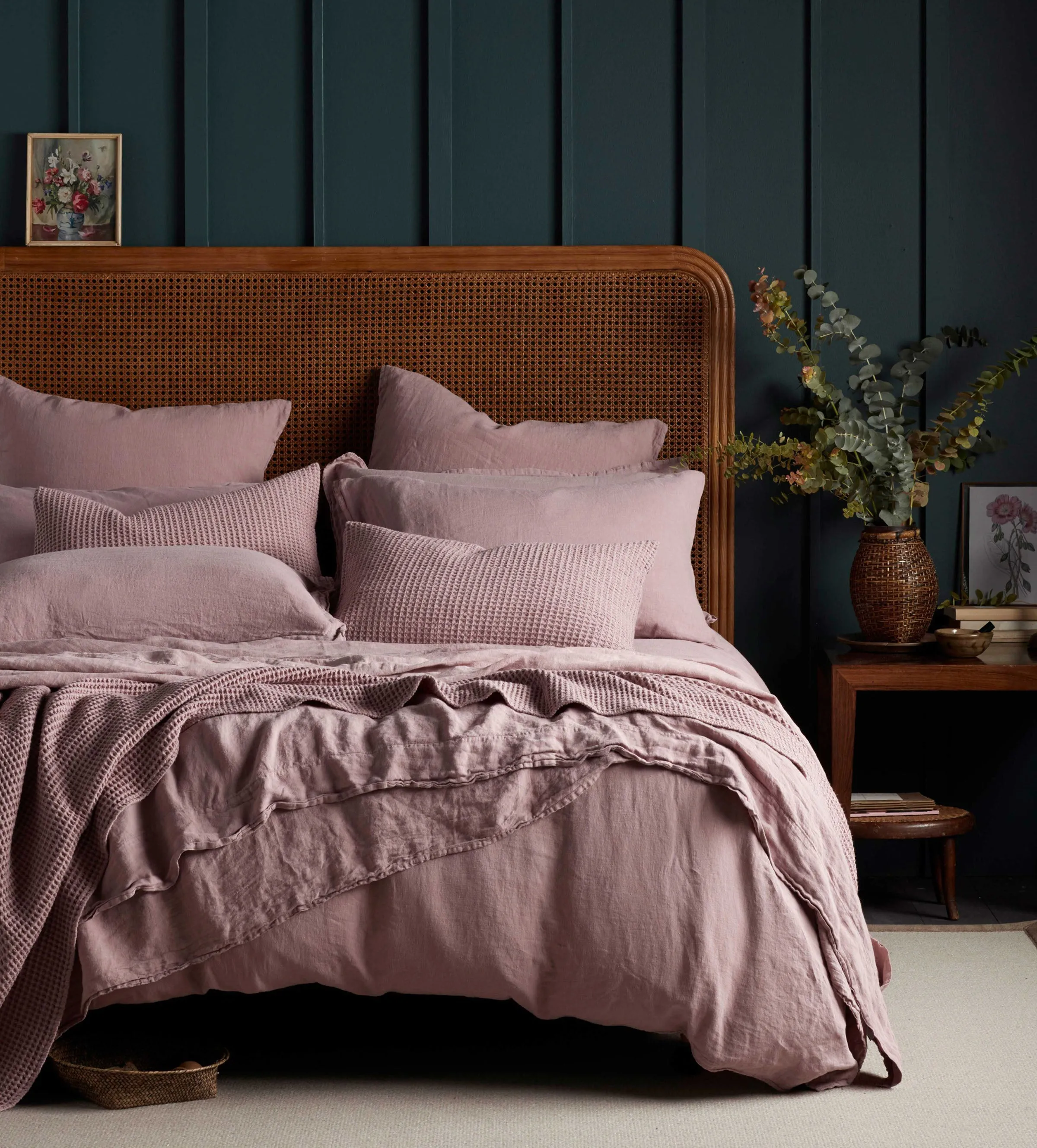 Vintage Rose Duvet Cover - Pink, Linen product