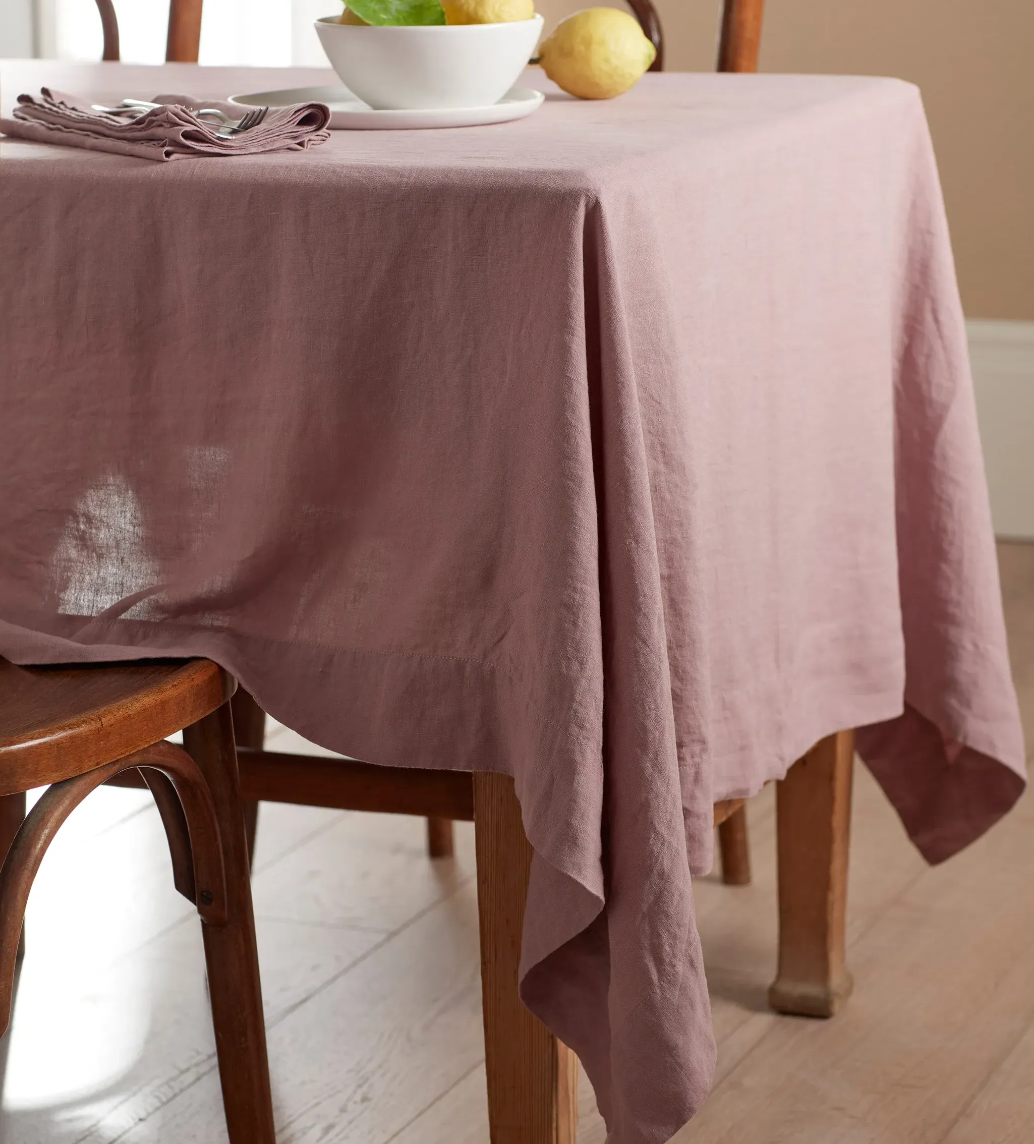 Vintage Rose Linen Tablecloth - Dusky Pink, Linen product