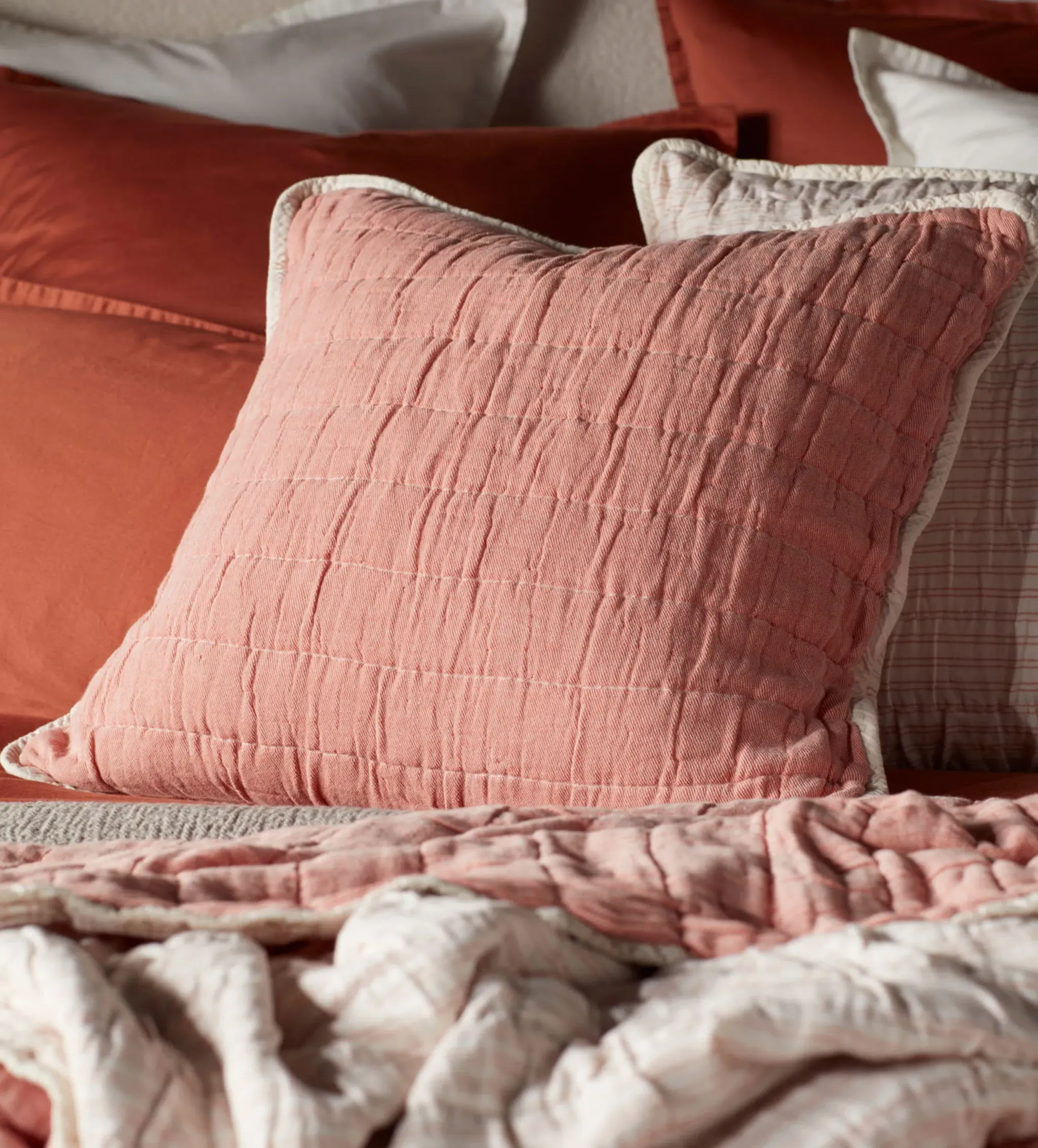 Vivienne Quilted Cushion Cover - Spice, Cotton product