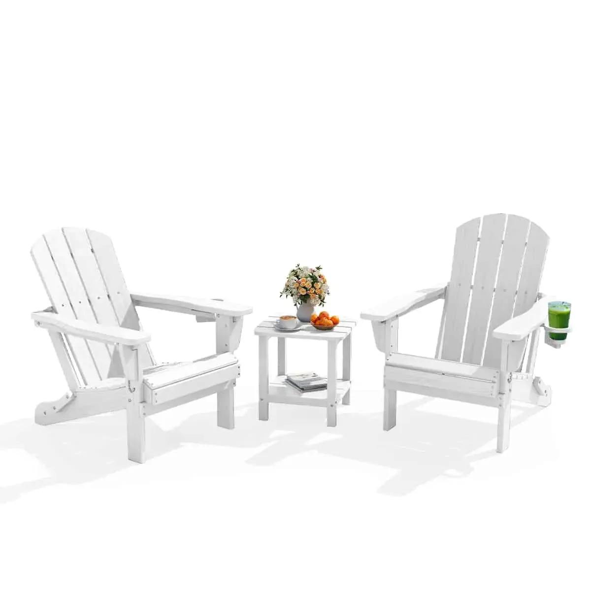 3-Piece Reclining Folding Adirondack Chair Set with Side Table product